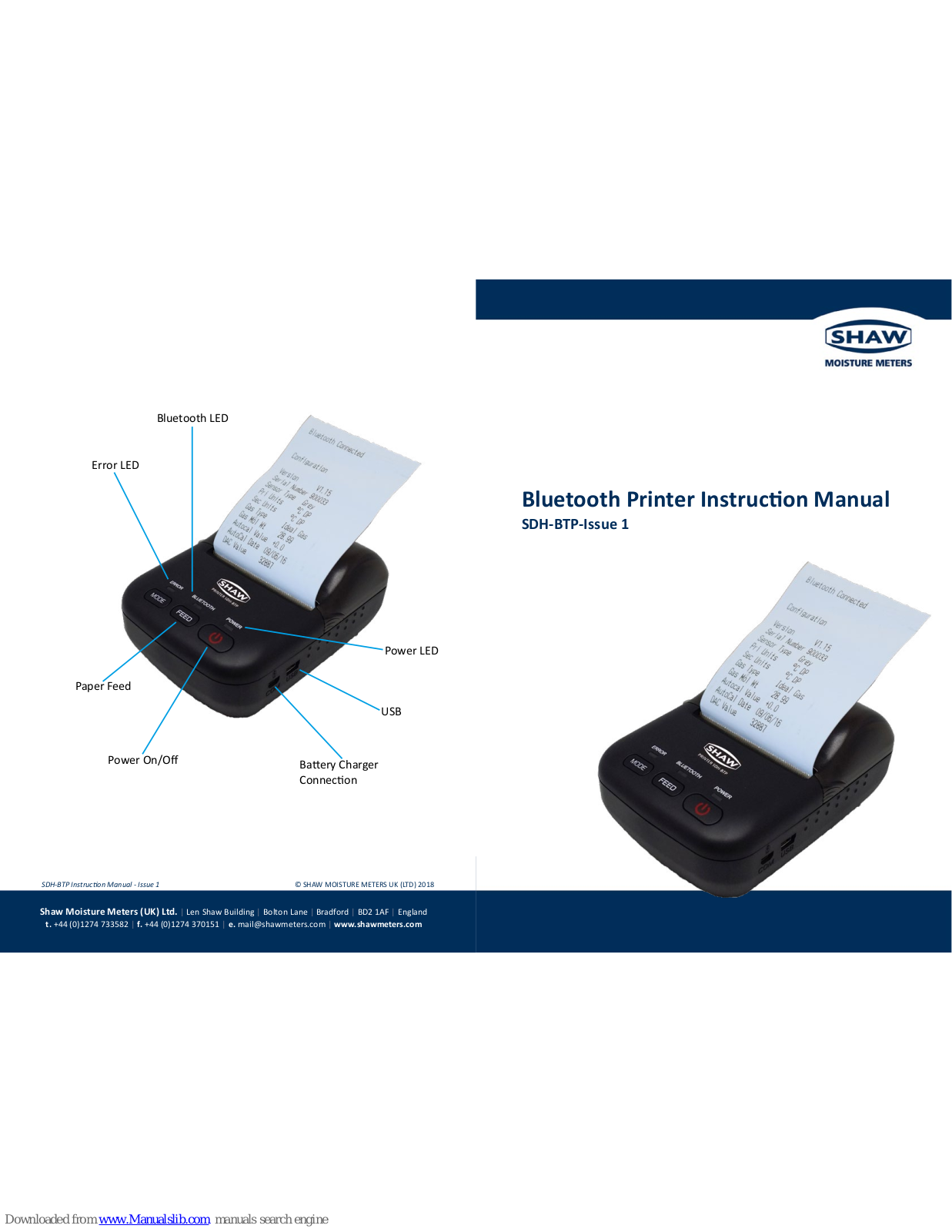 Shaw SDH-BTP Instruction Manual