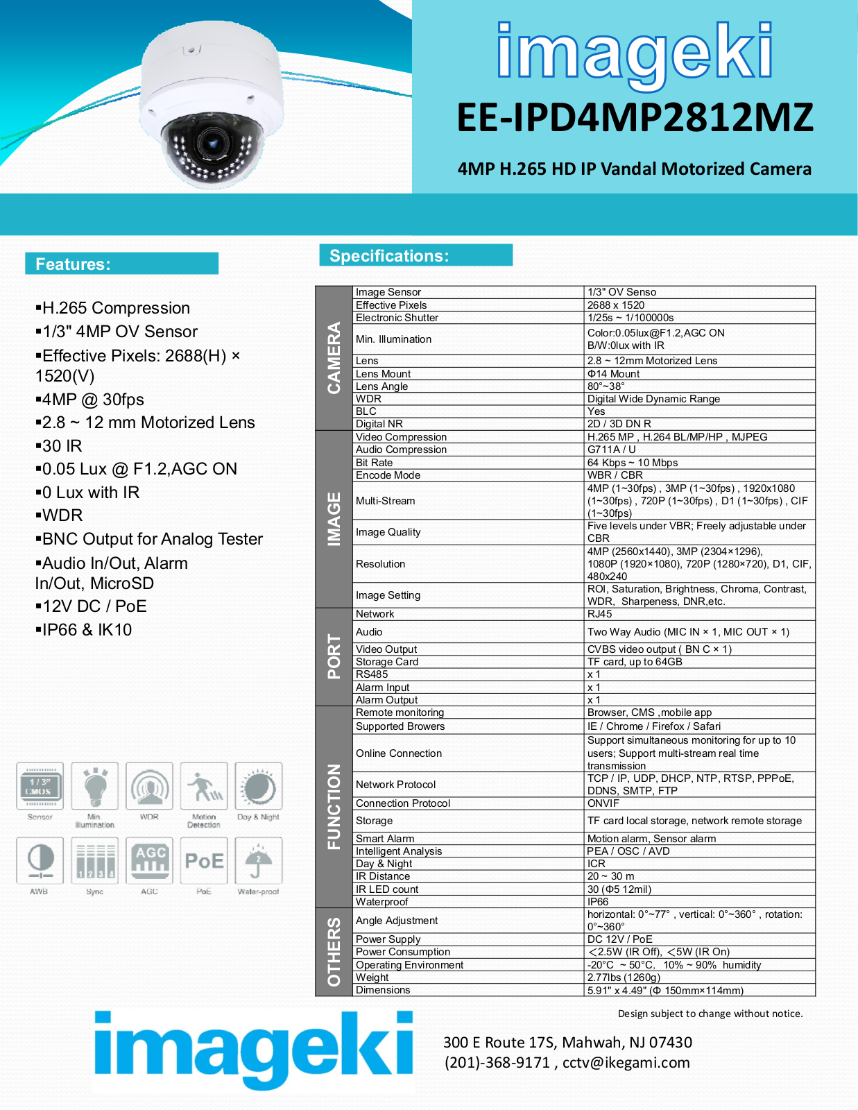 Ikegami EE-IPD4MP2812MZ Specsheet