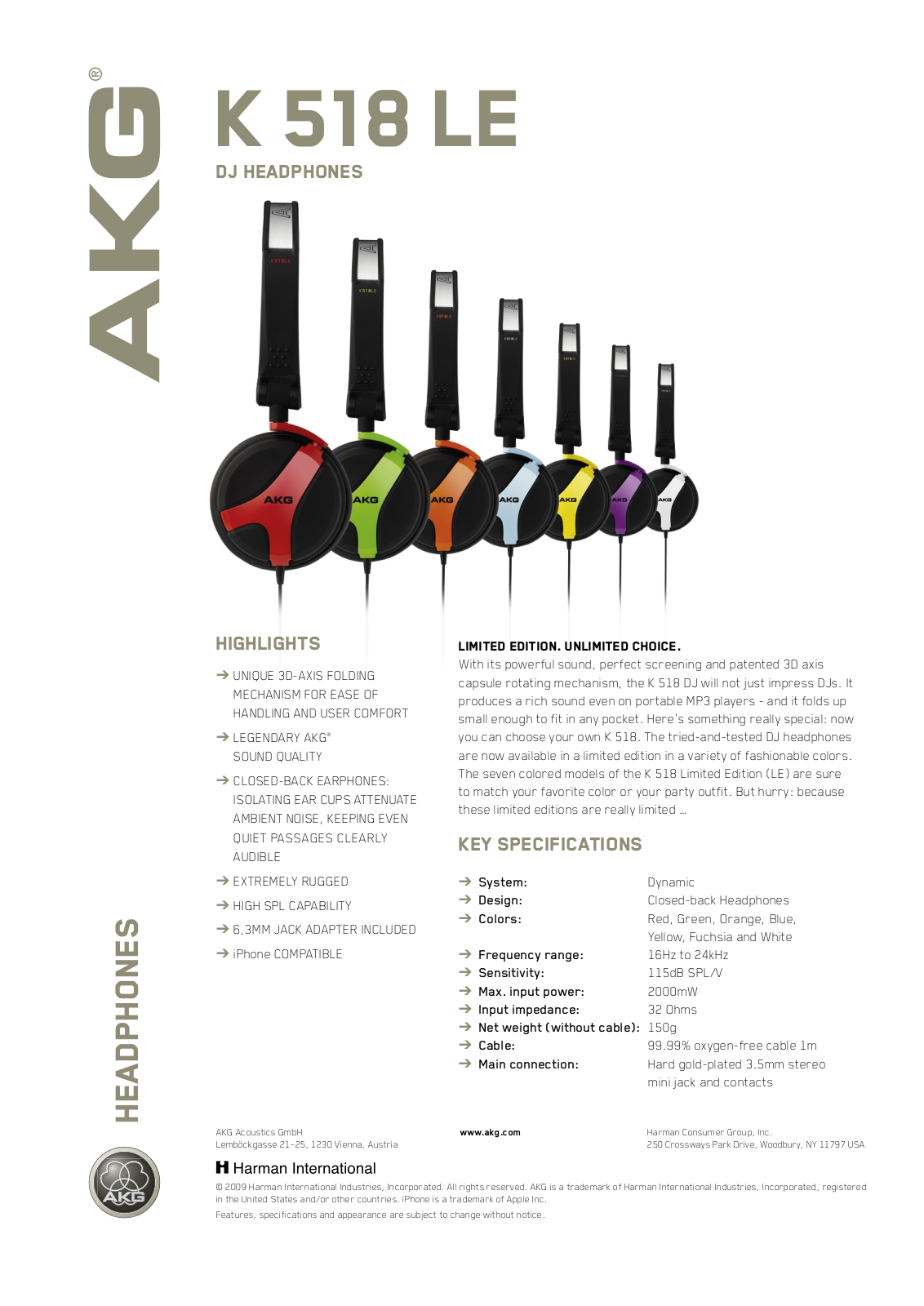 AKG Acoustics K 518 LE User Manual