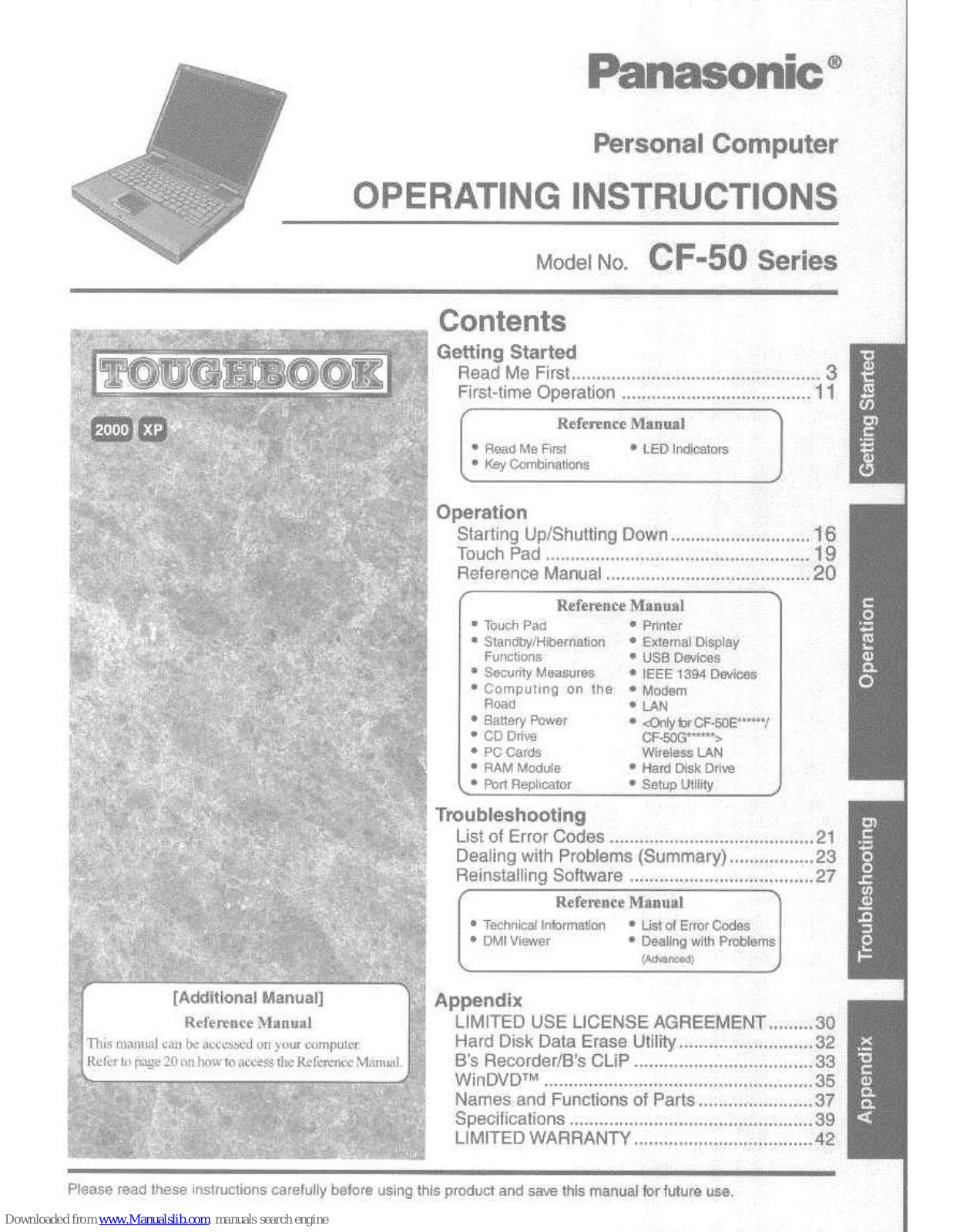 Panasonic CF-50AAKHUKM, CF-50EAKQUDM, CF-50BB2HUDM, CF-50BB2HUKM, CF-50EAKQUKM User Manual - ManualMachine.com