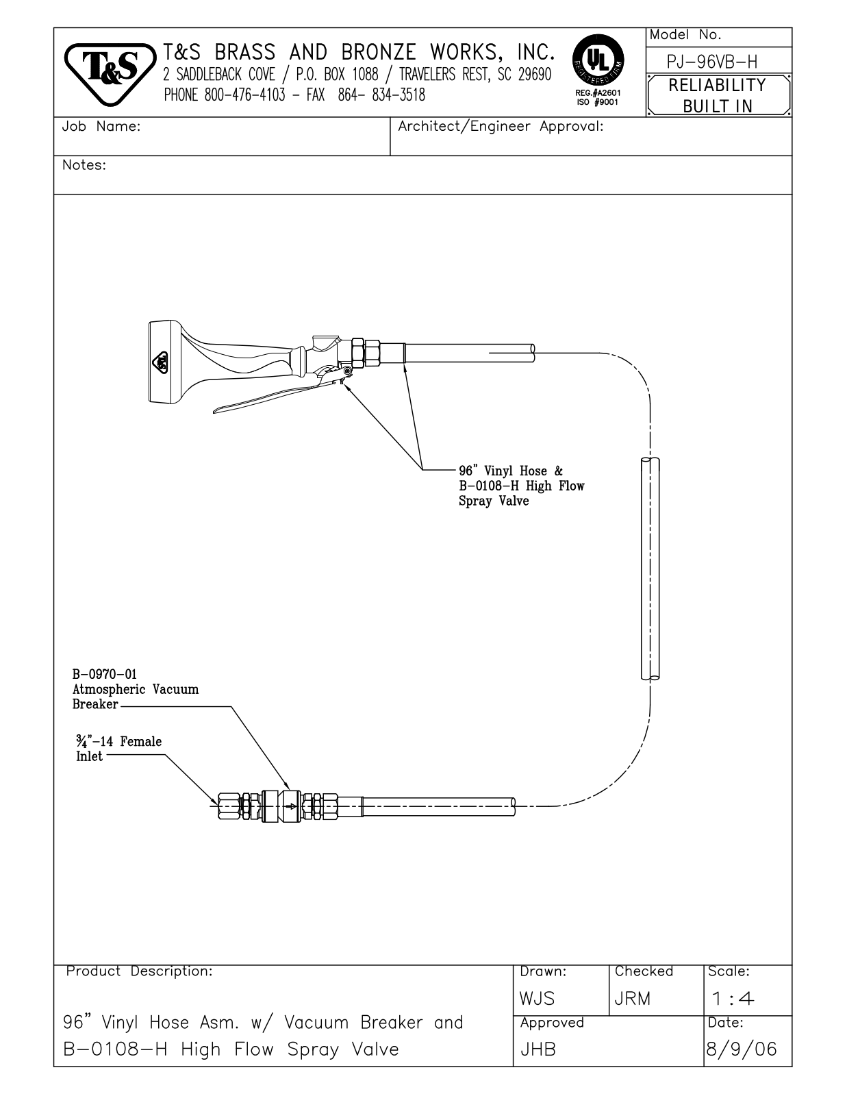 T&S Brass PJ-96VB-H User Manual