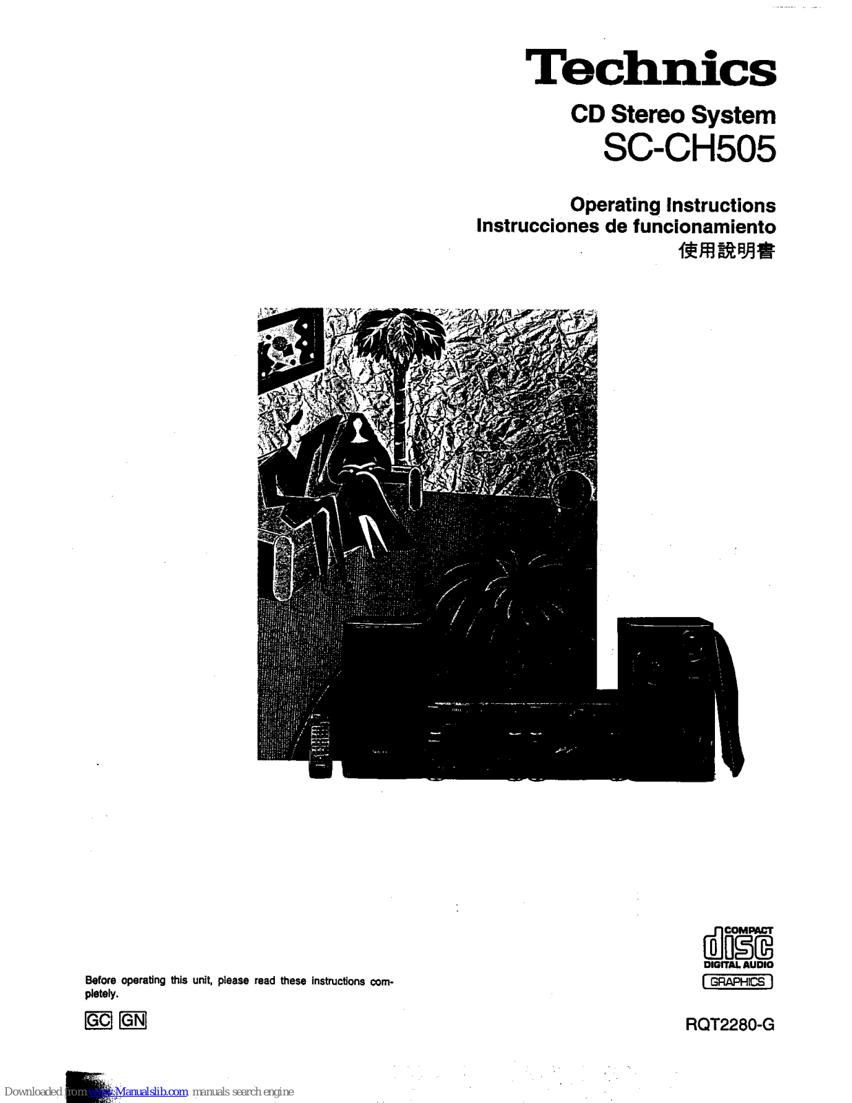 Technics SE-CH505, ST-CH707, ST-CH505, RS-CH505, SB-CH505 Operating Instructions Manual