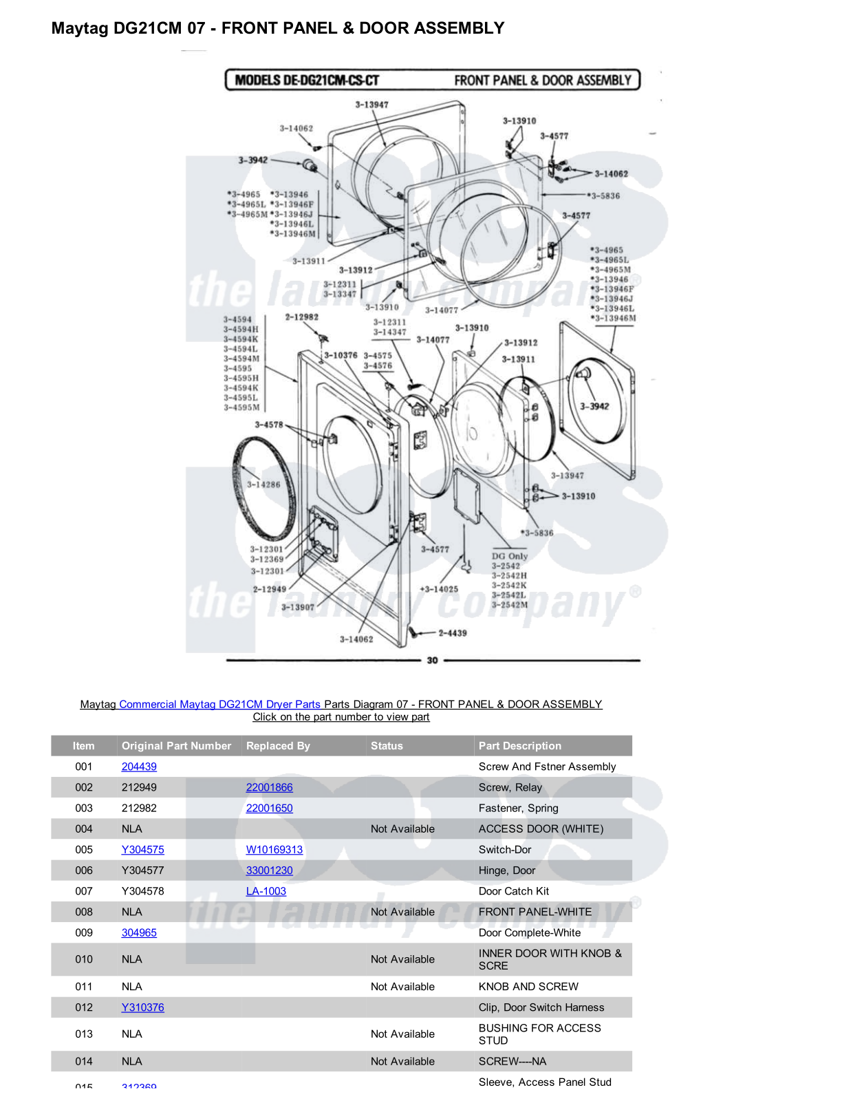 Maytag DG21CM Parts Diagram