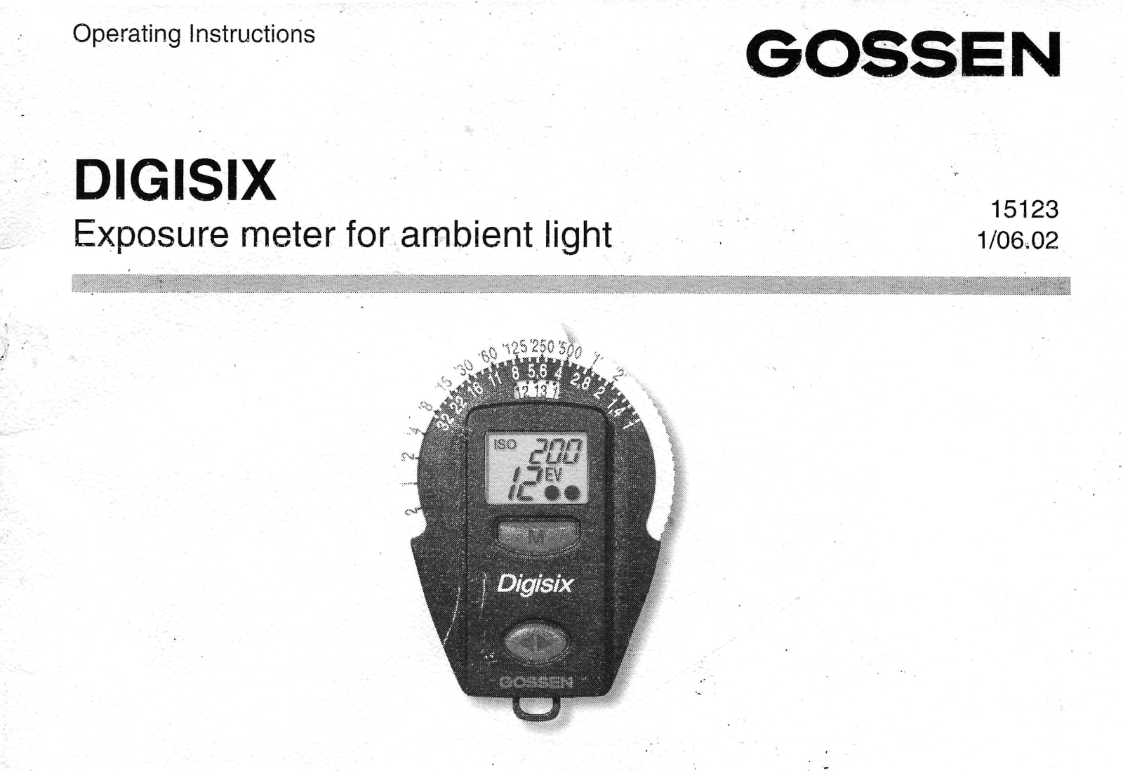 Gossen Digisix User Manual