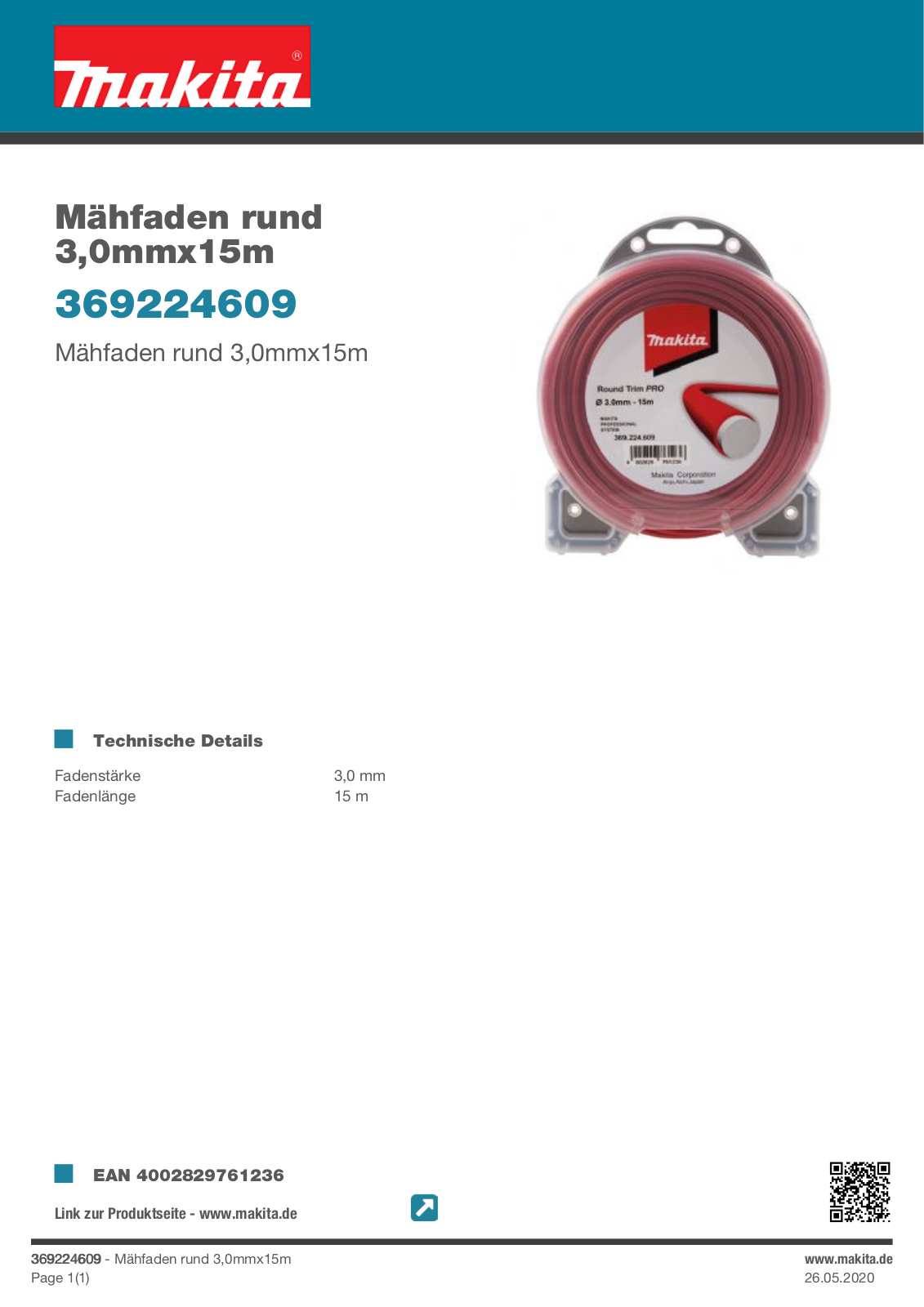 Makita 369224609 Produkt information