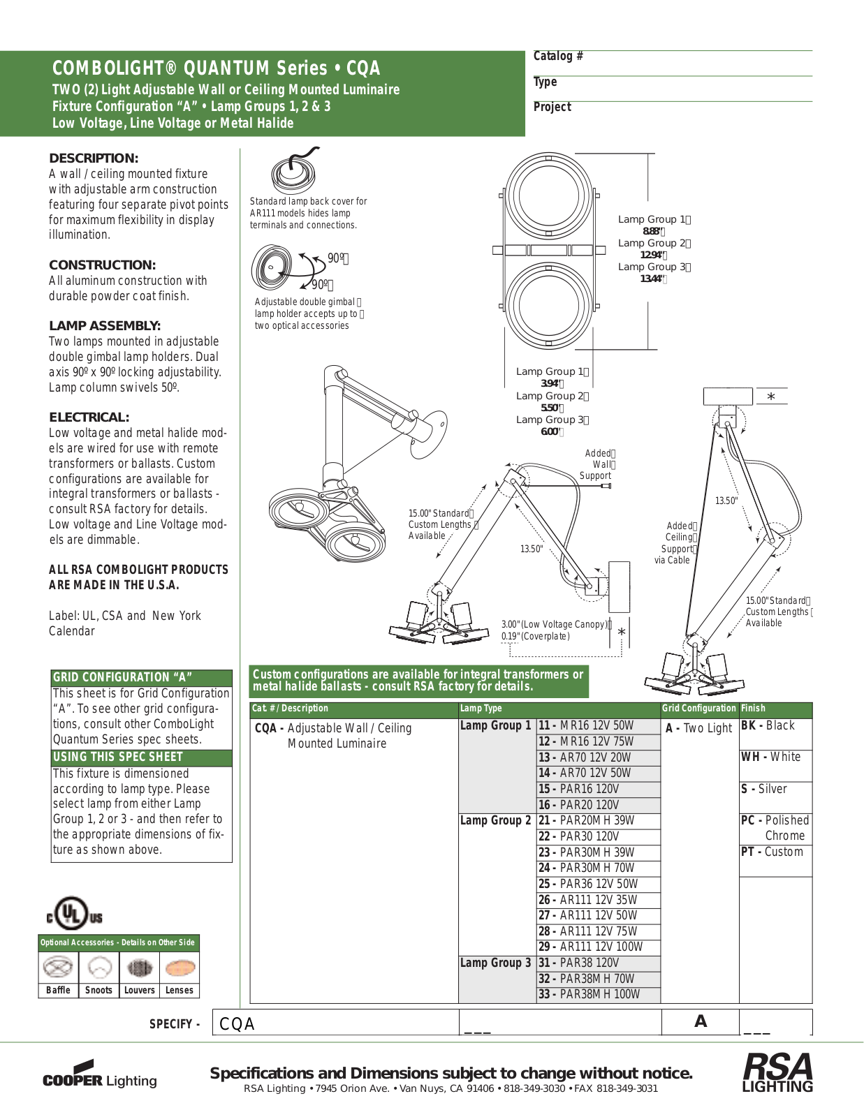 Cooper Lighting Quantum   CQA User Manual