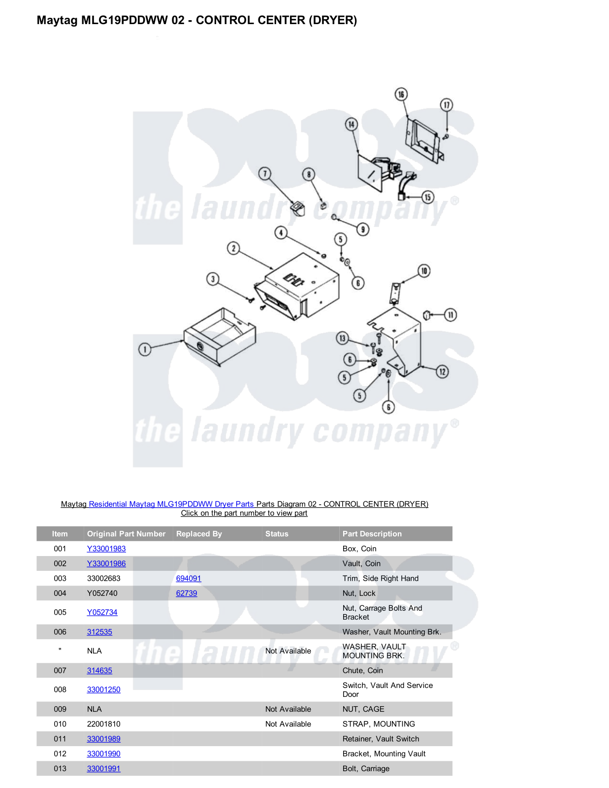 Maytag MLG19PDDWW Parts Diagram