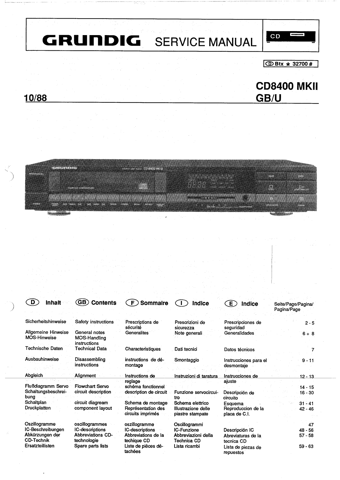 Grundig CD-8400 Mk2 Service manual