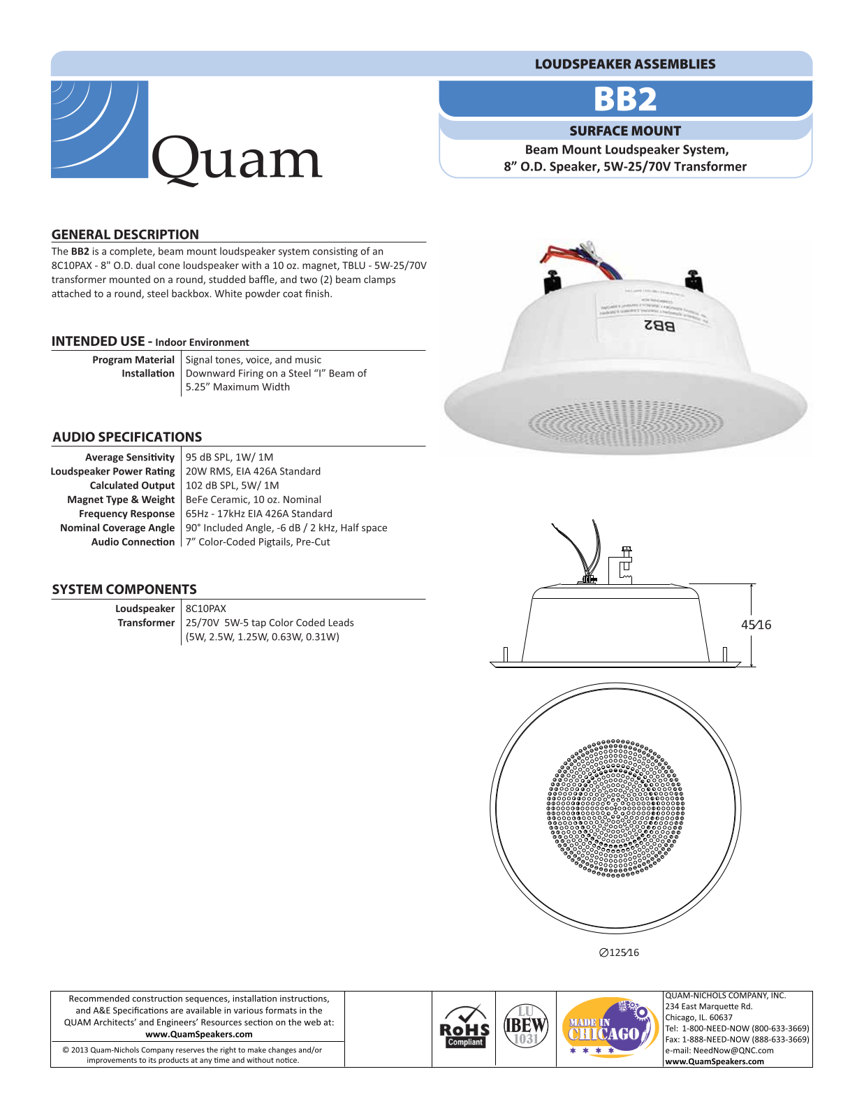 Quam BB2 Specifications