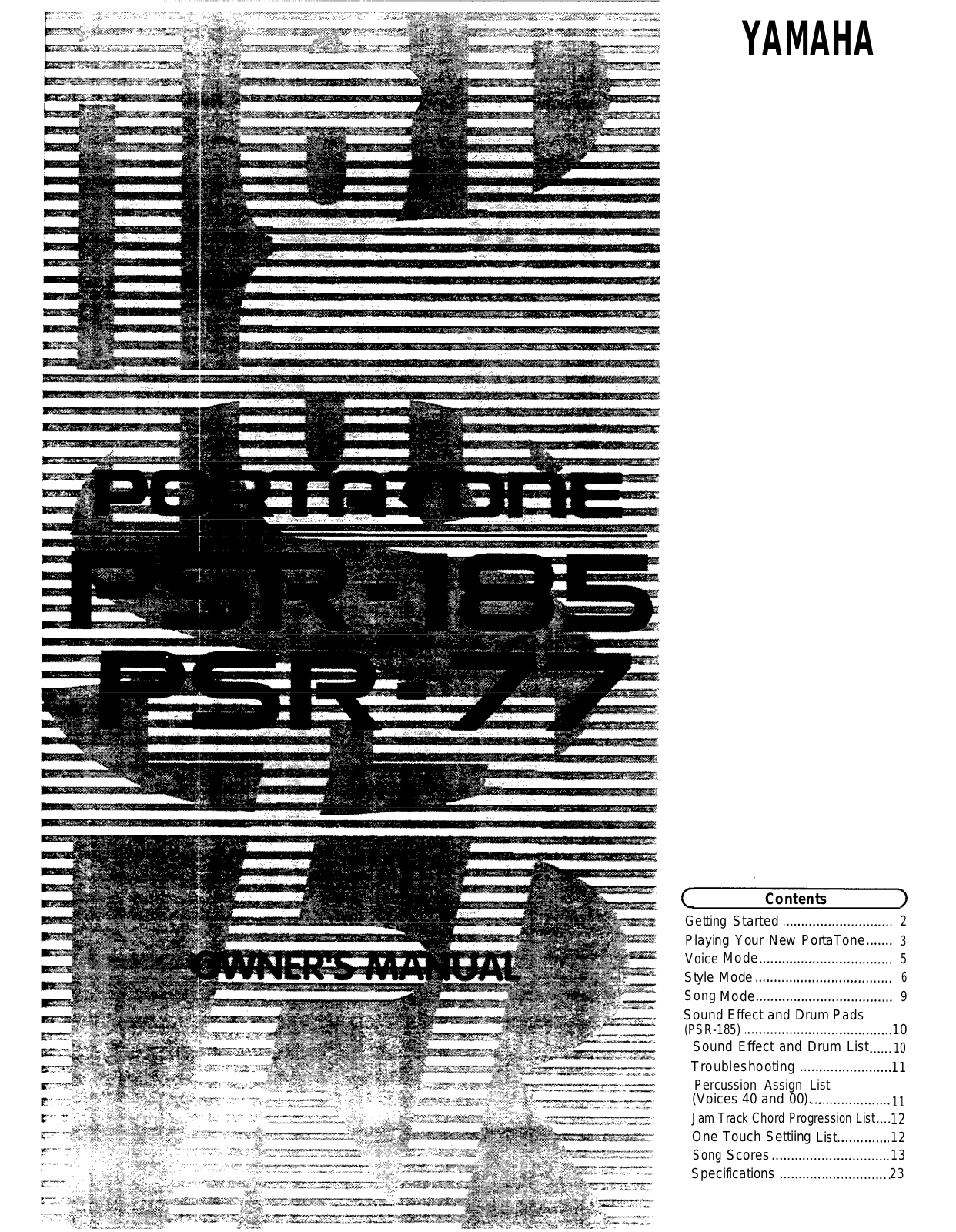 Yamaha psr-185, PSR-77 User Manual