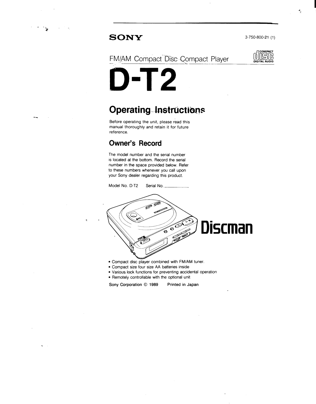 Sony DT2 User Manual