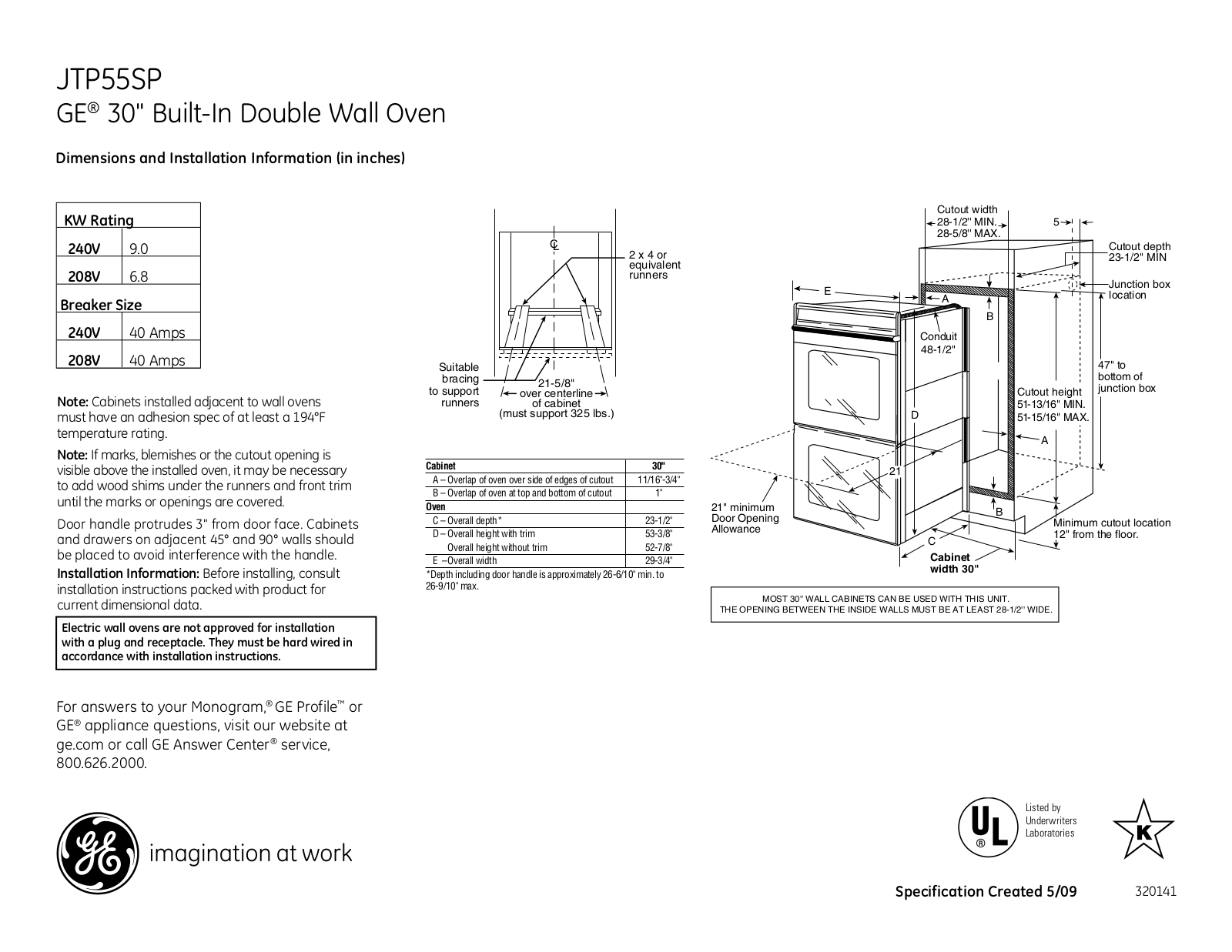 General Electric JTP55SPSS User Manual