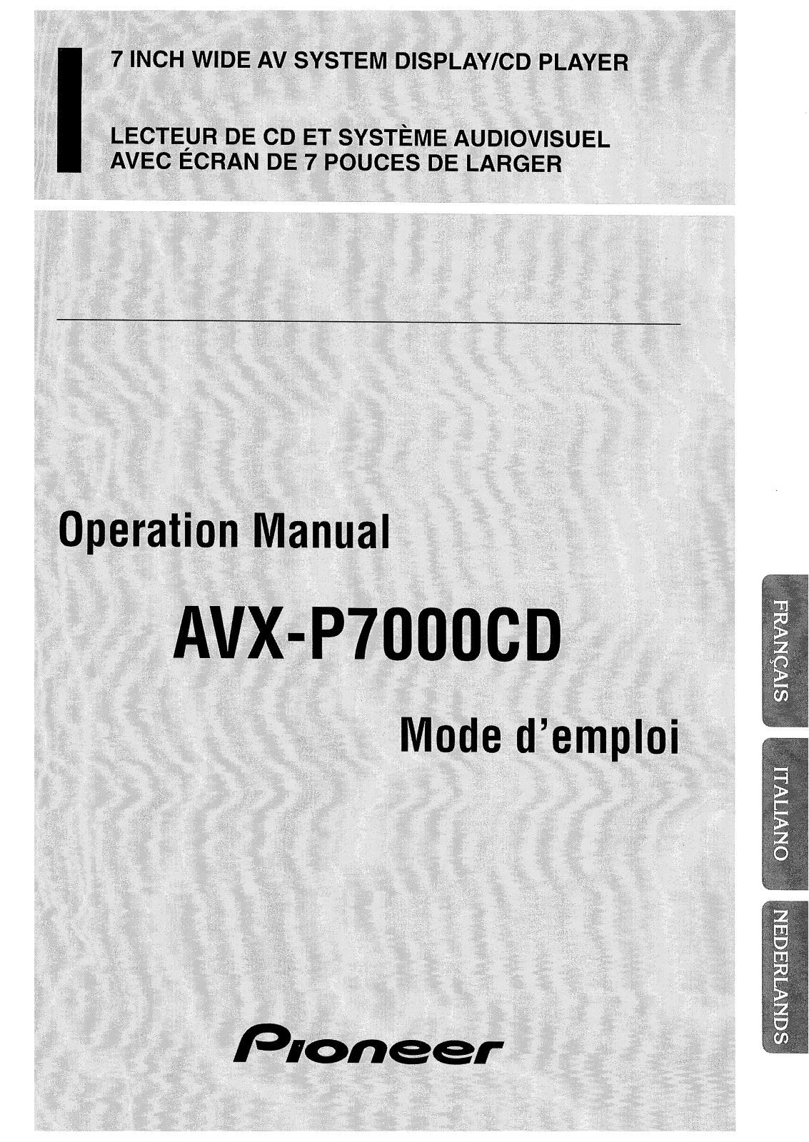 Pioneer AVX-P7000CD User manual