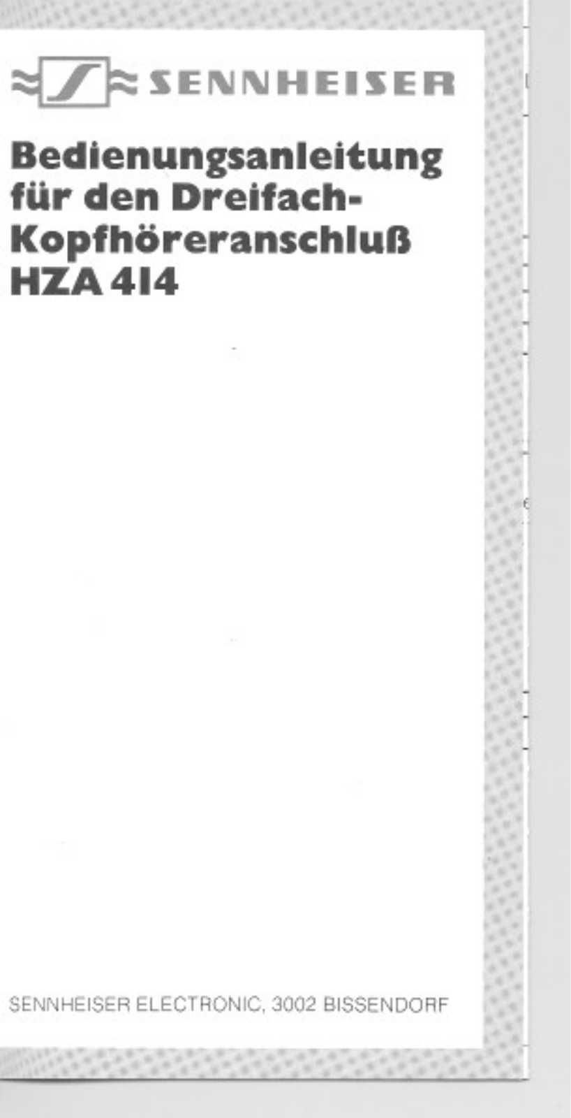 Sennheiser HZA 414 Instruction Manual