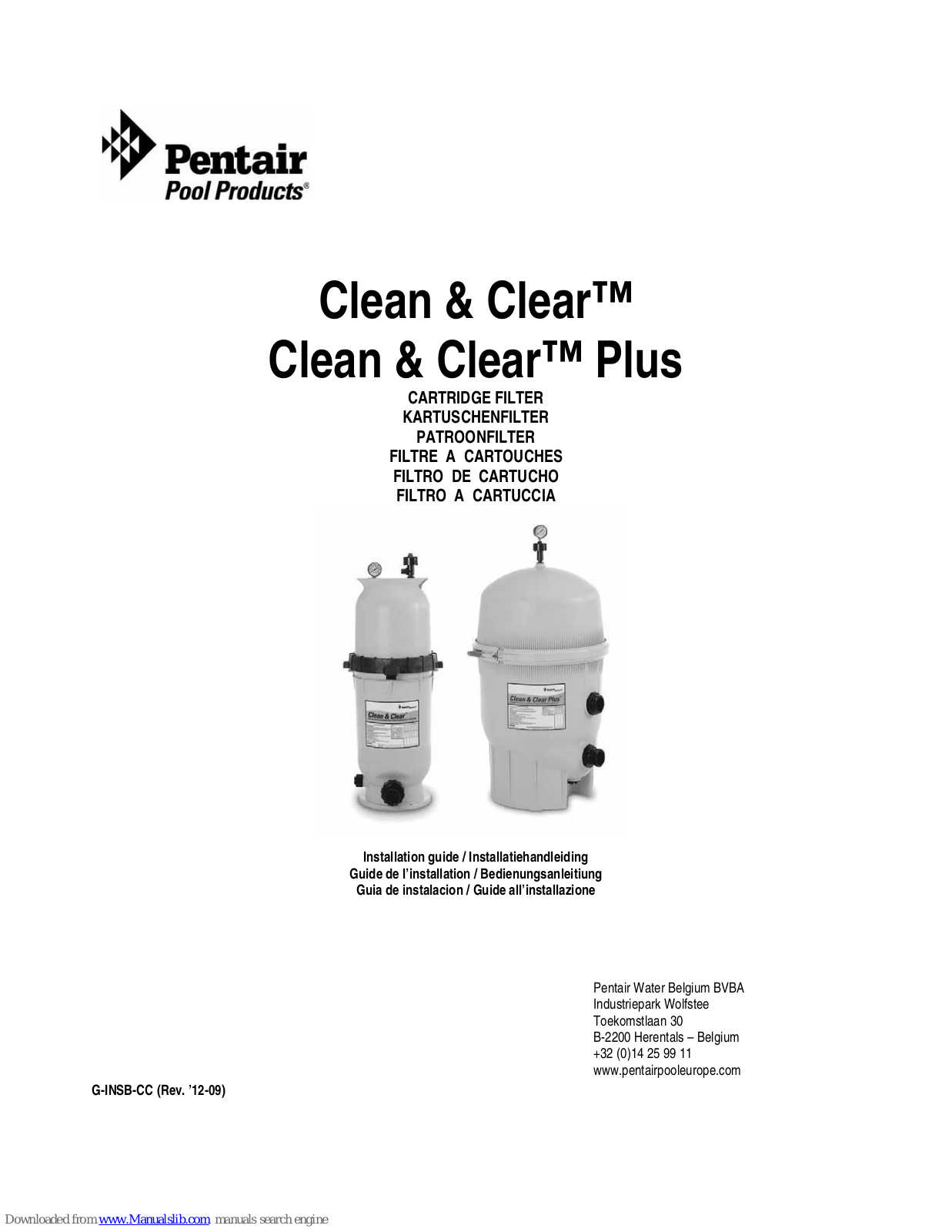 Pentair Clean & Clear Plus, Clean & Clear Installation Manual