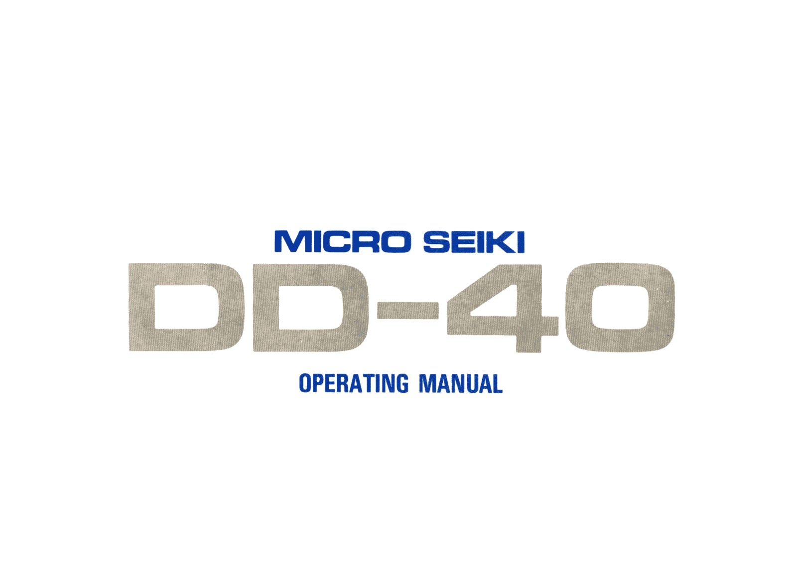 Micro Seiki DD-40 Owners manual