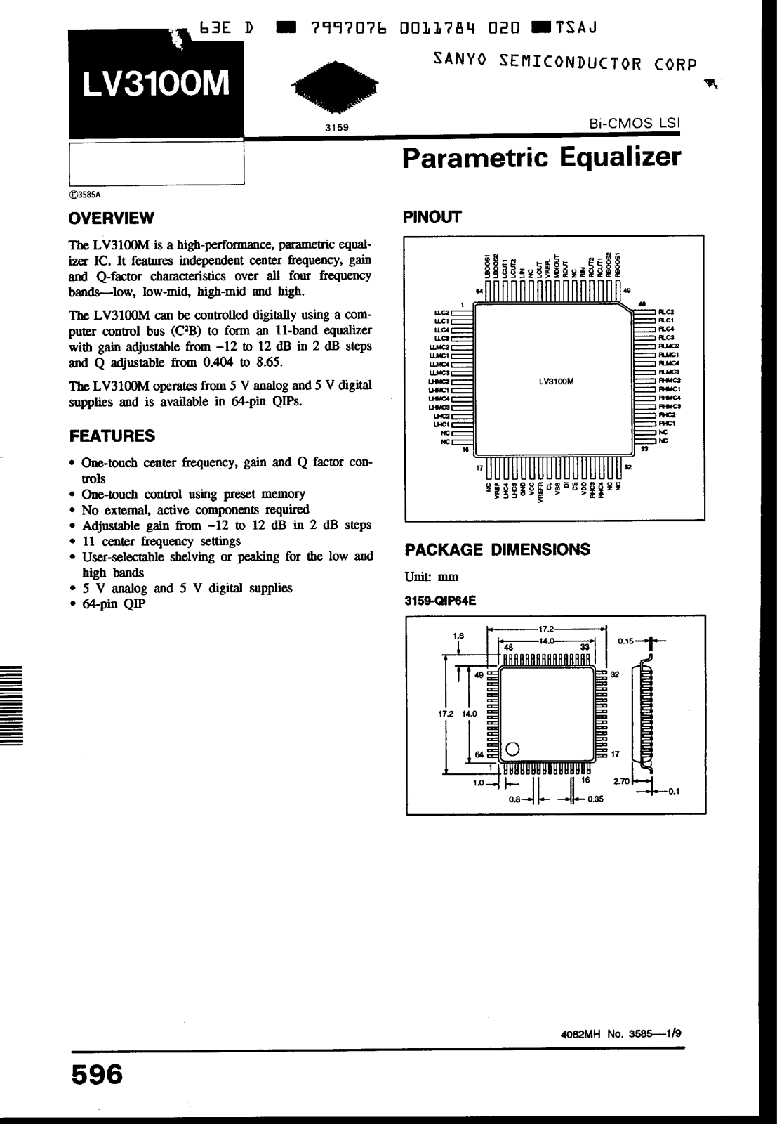 SANYO LV3100M Datasheet