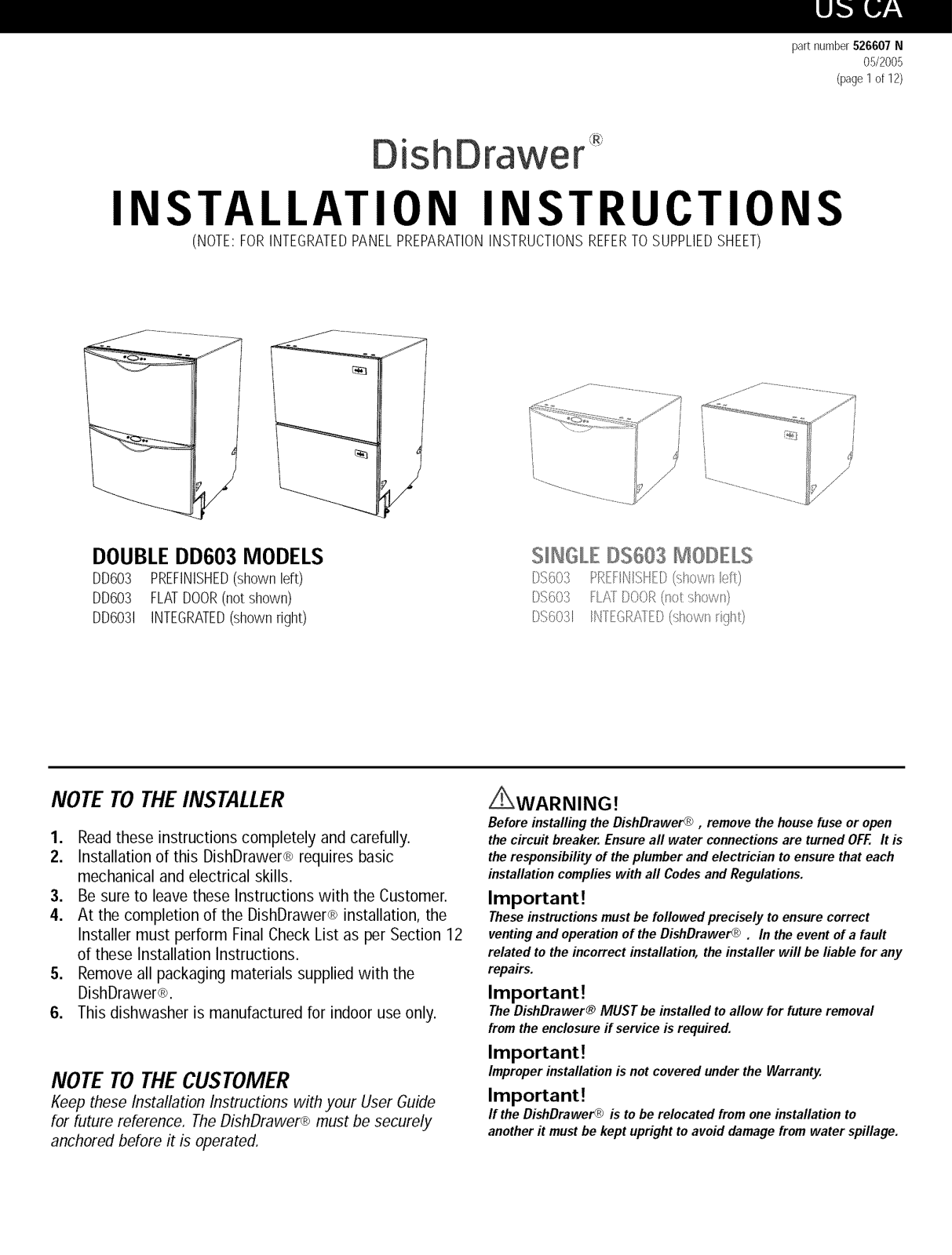 Fisher & Paykel DD603-88269, DD603-88270, DD603-88445, DD603-88445-B, DD603FC-88449 Installation Guide - ManualMachine.com