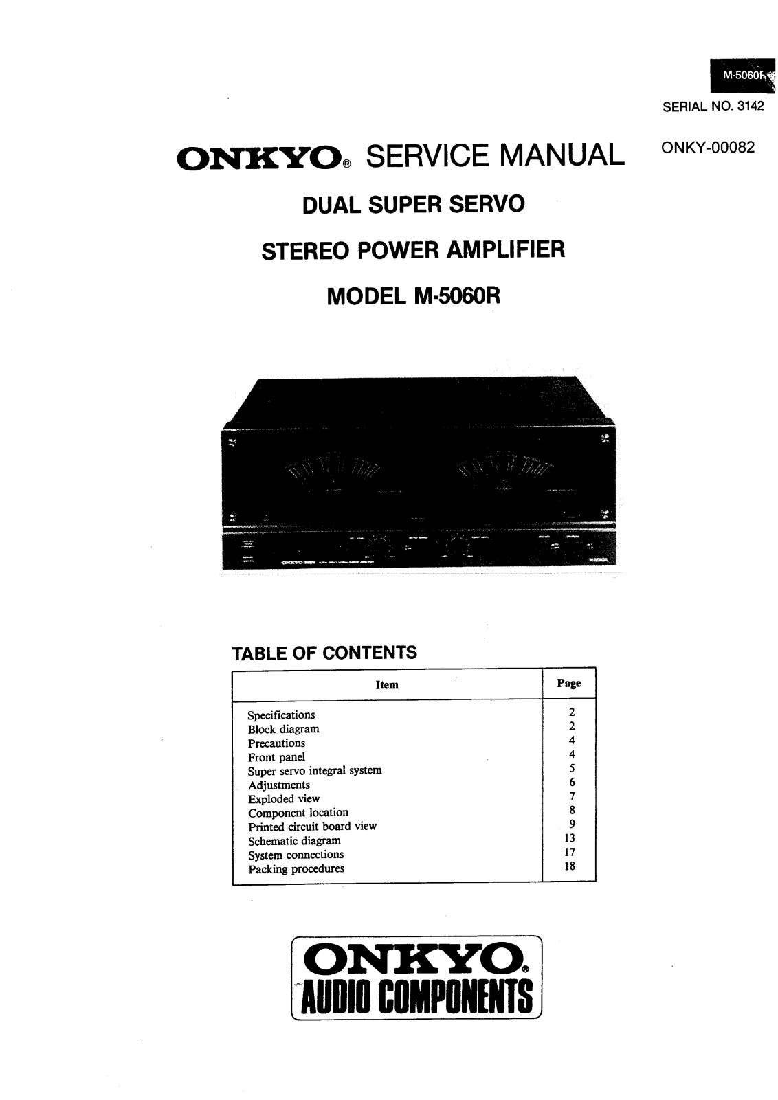 Onkyo M-5060-R Service manual