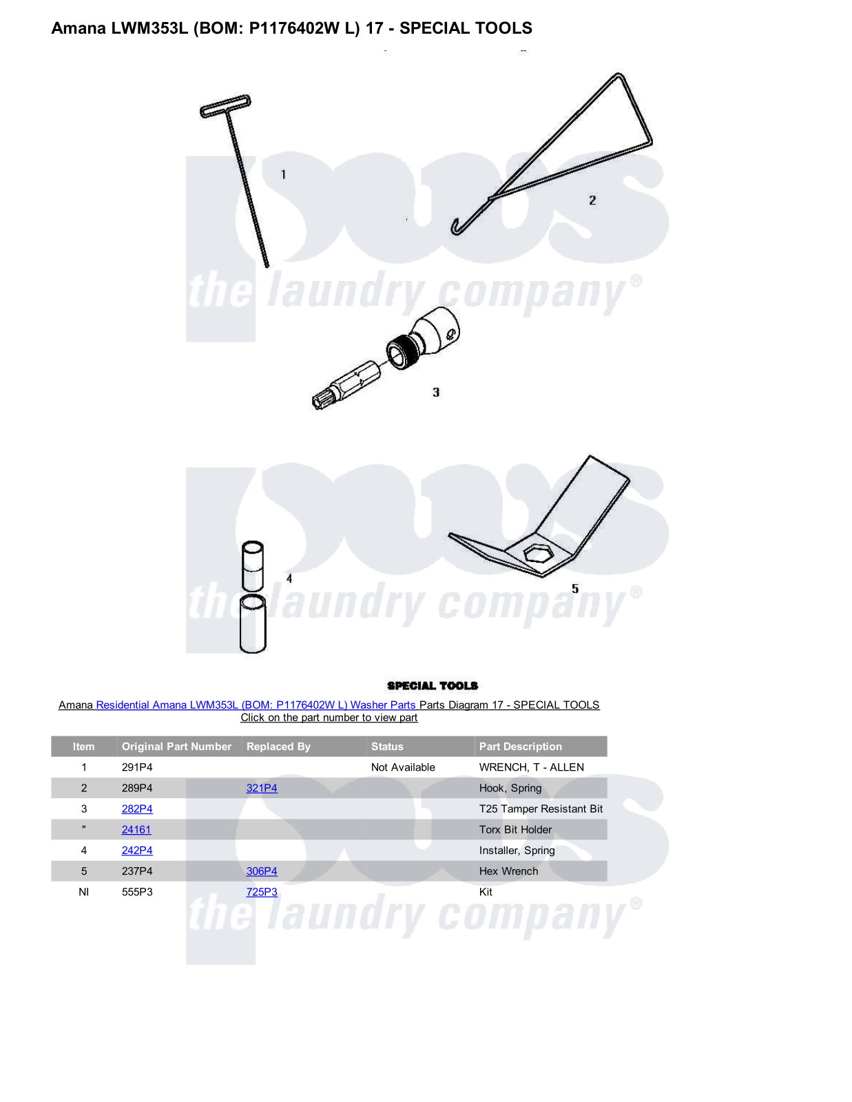 Amana LWM353L Parts Diagram