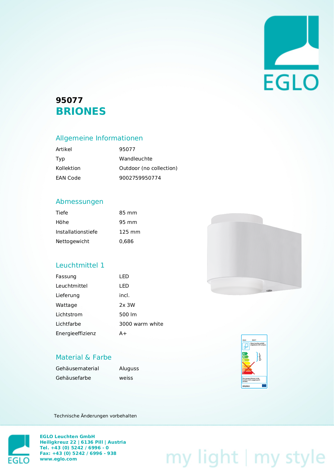 Eglo 95077 Service Manual