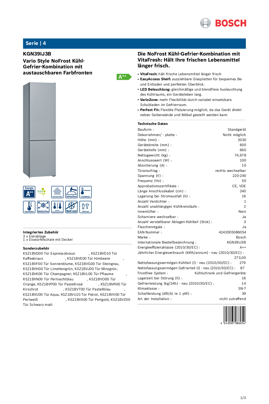 Bosch KGN39IJ3B User Manual