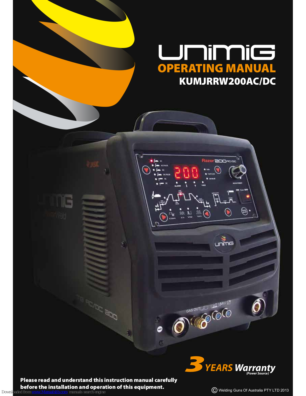 Unimig KUMJRRW200AC/DC, RAZOR DIGITAL 200 AC/DC Operating Manual