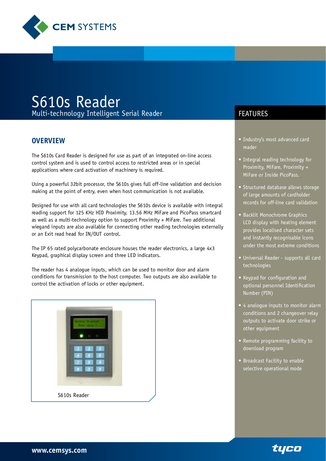 Tyco S610s User Manual