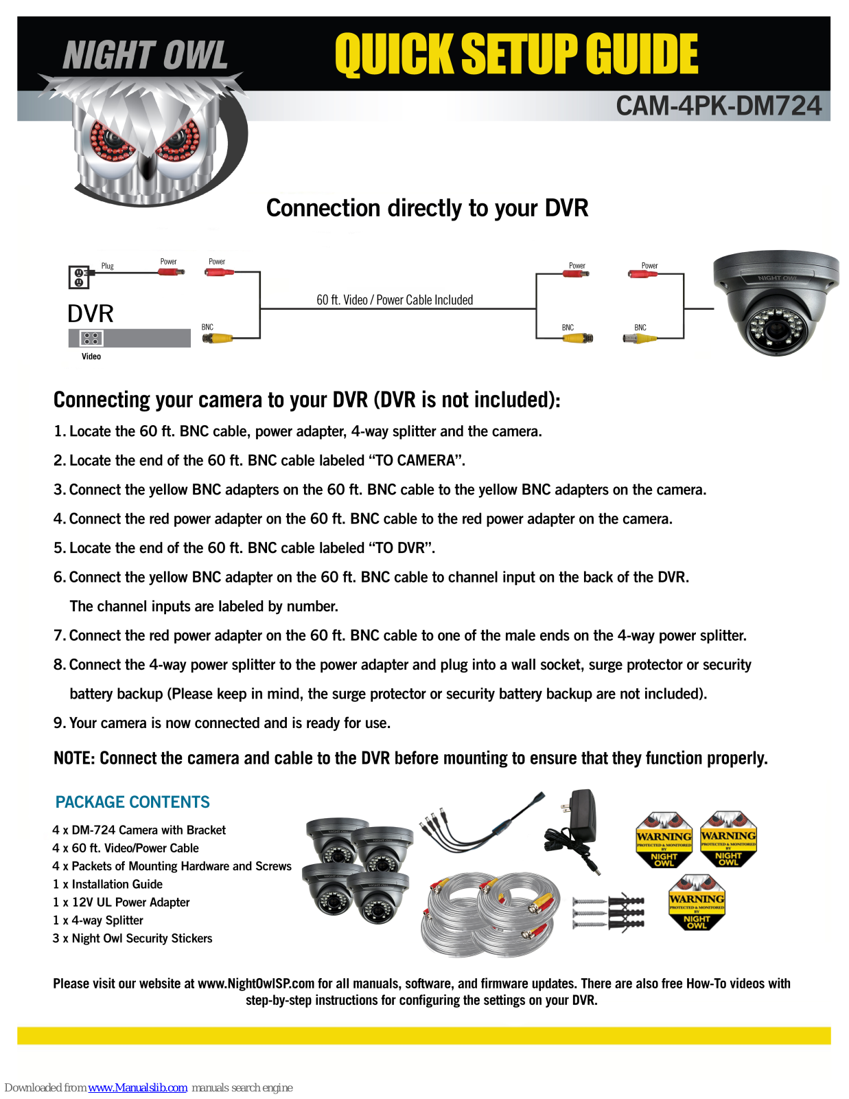 Night Owl CAM-4PK-DM724, DM-724 Quick Setup Manual - ManualMachine.com