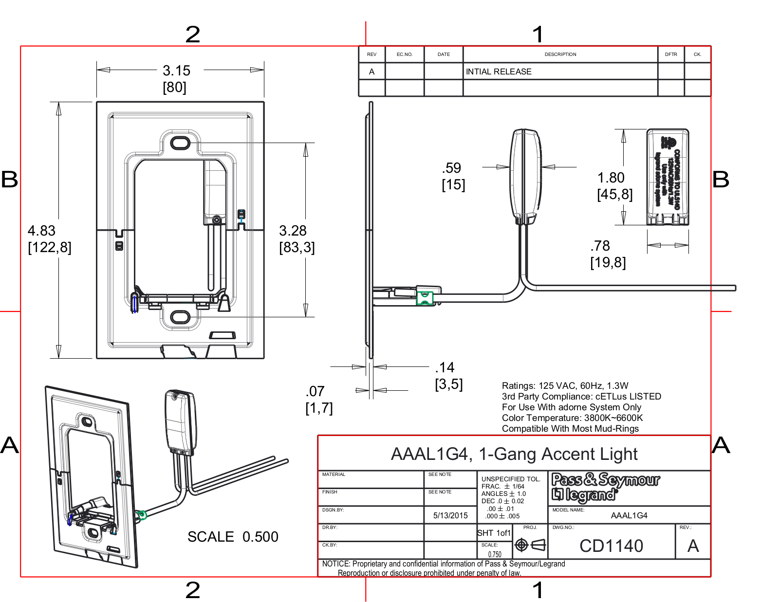 Legrand LEE1943 Dimensions - ManualMachine.com