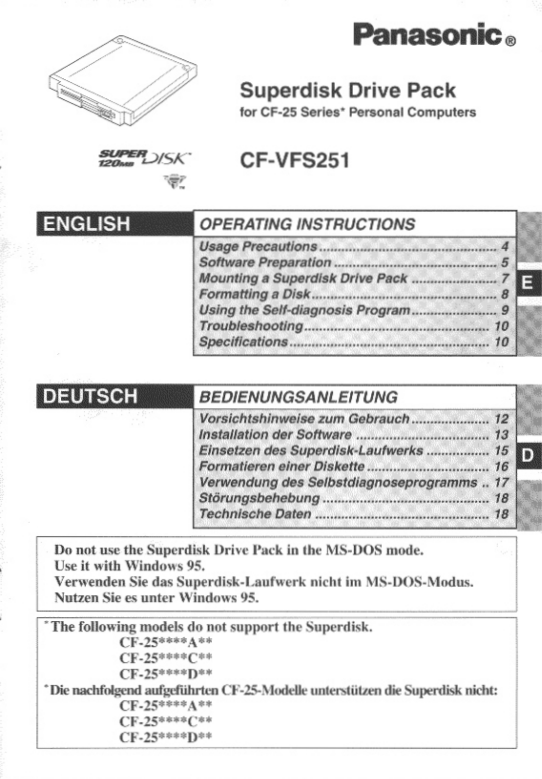 Panasonic CF-VFS251W User Manual