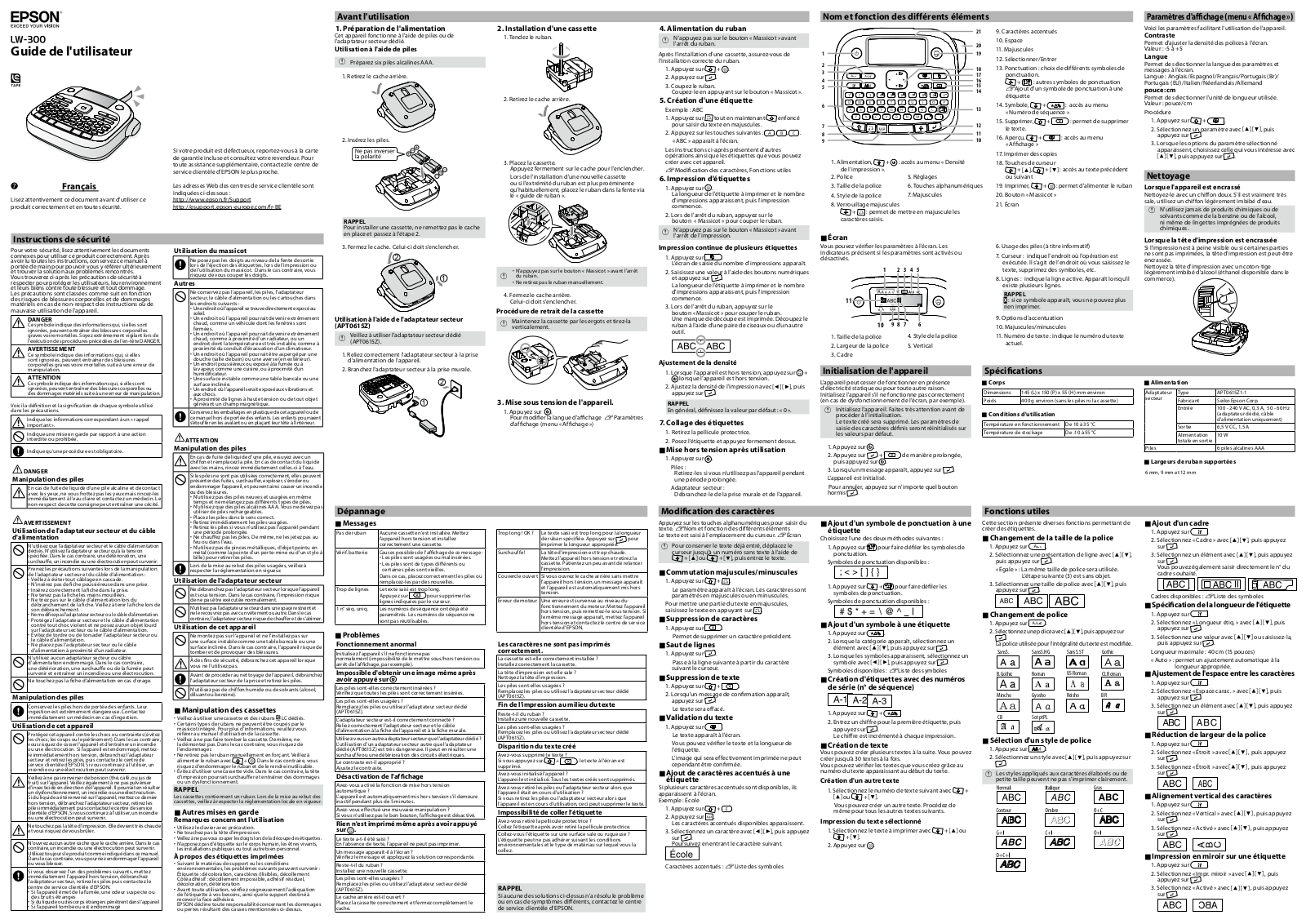 Epson LABELWORKS LW-300 User Manual