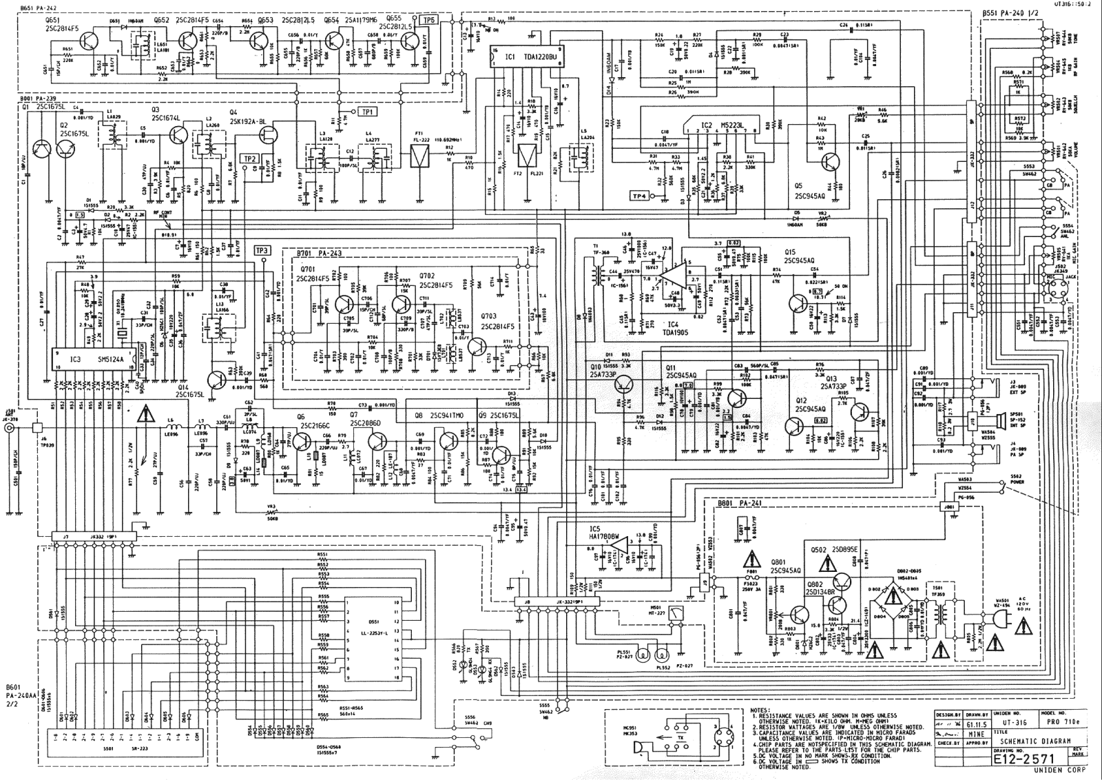 Uniden PRO710E Schematic