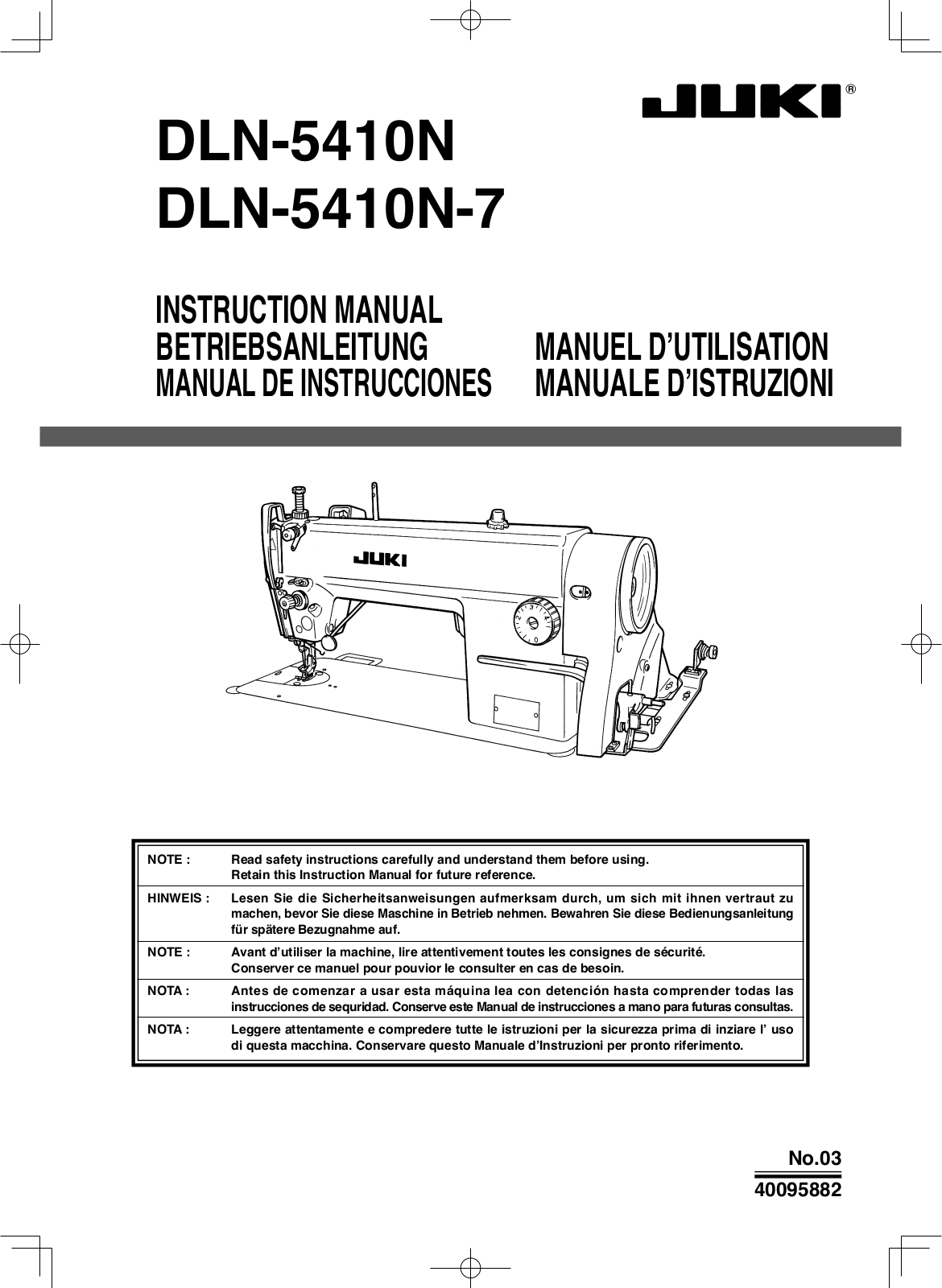 JUKI DLN-5410N Instruction Manual