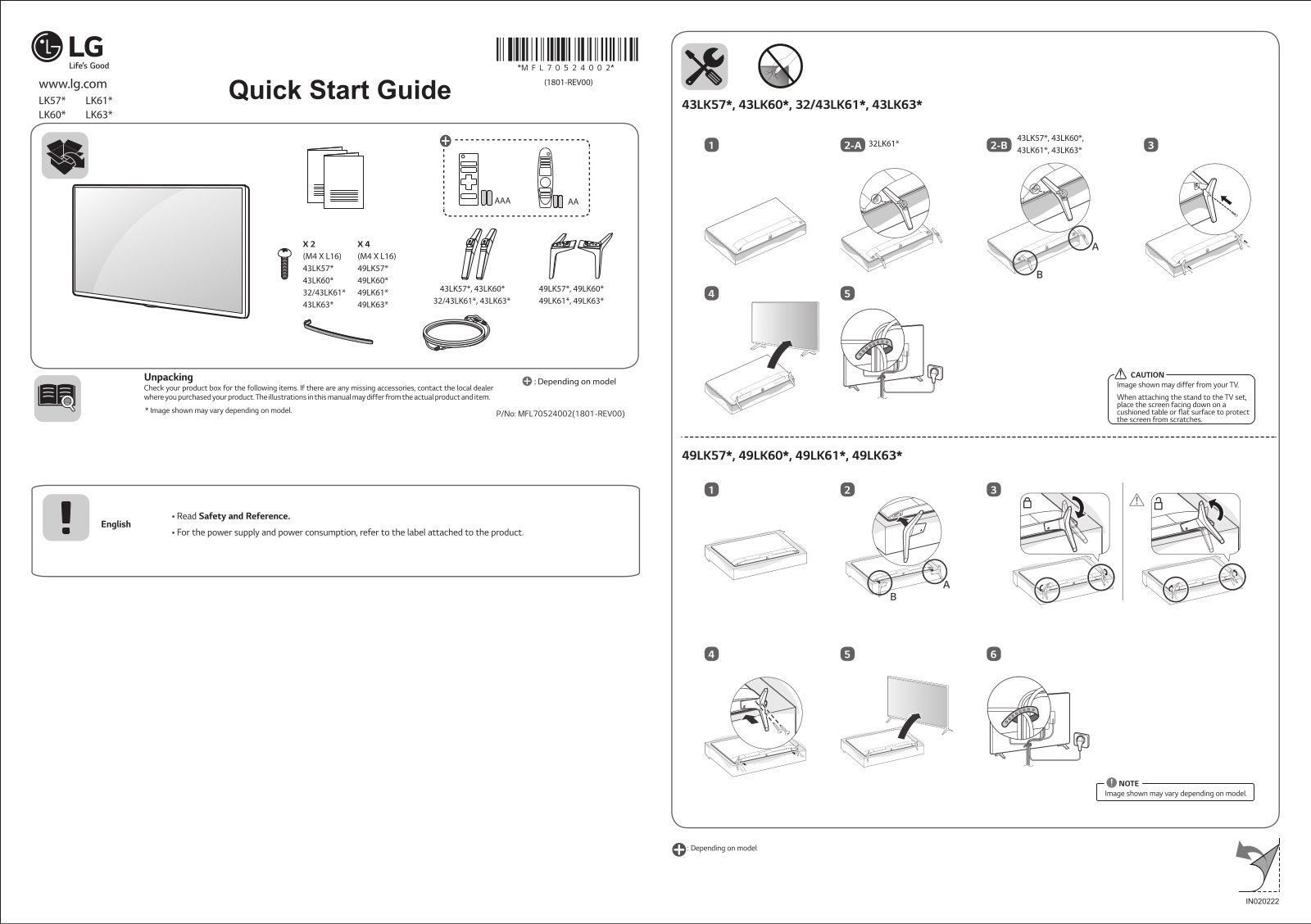 LG 43LK5760PTA QUICK SETUP GUIDE