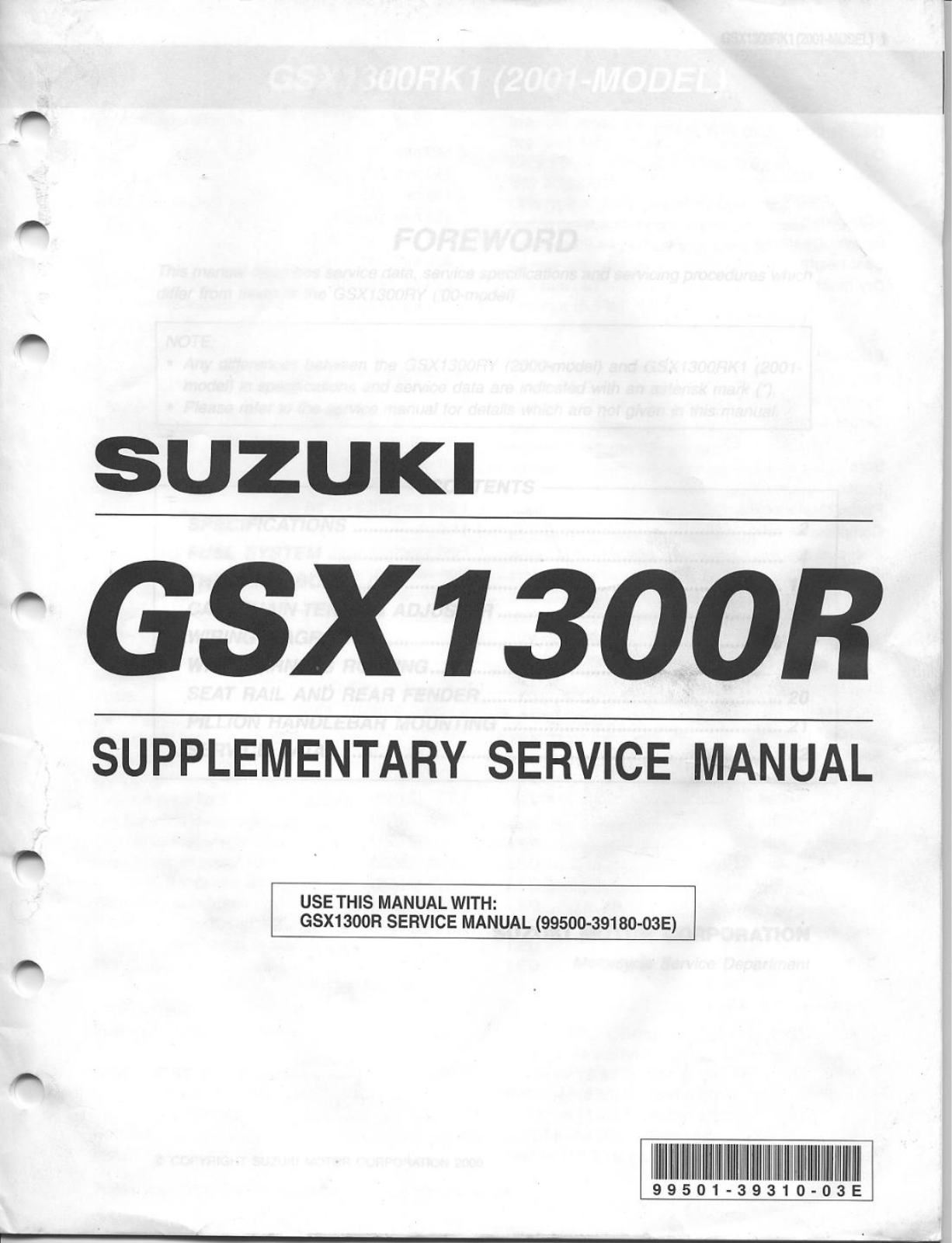 Suzuki GSX1300RK1 Hayabusa 2001 Service Manual