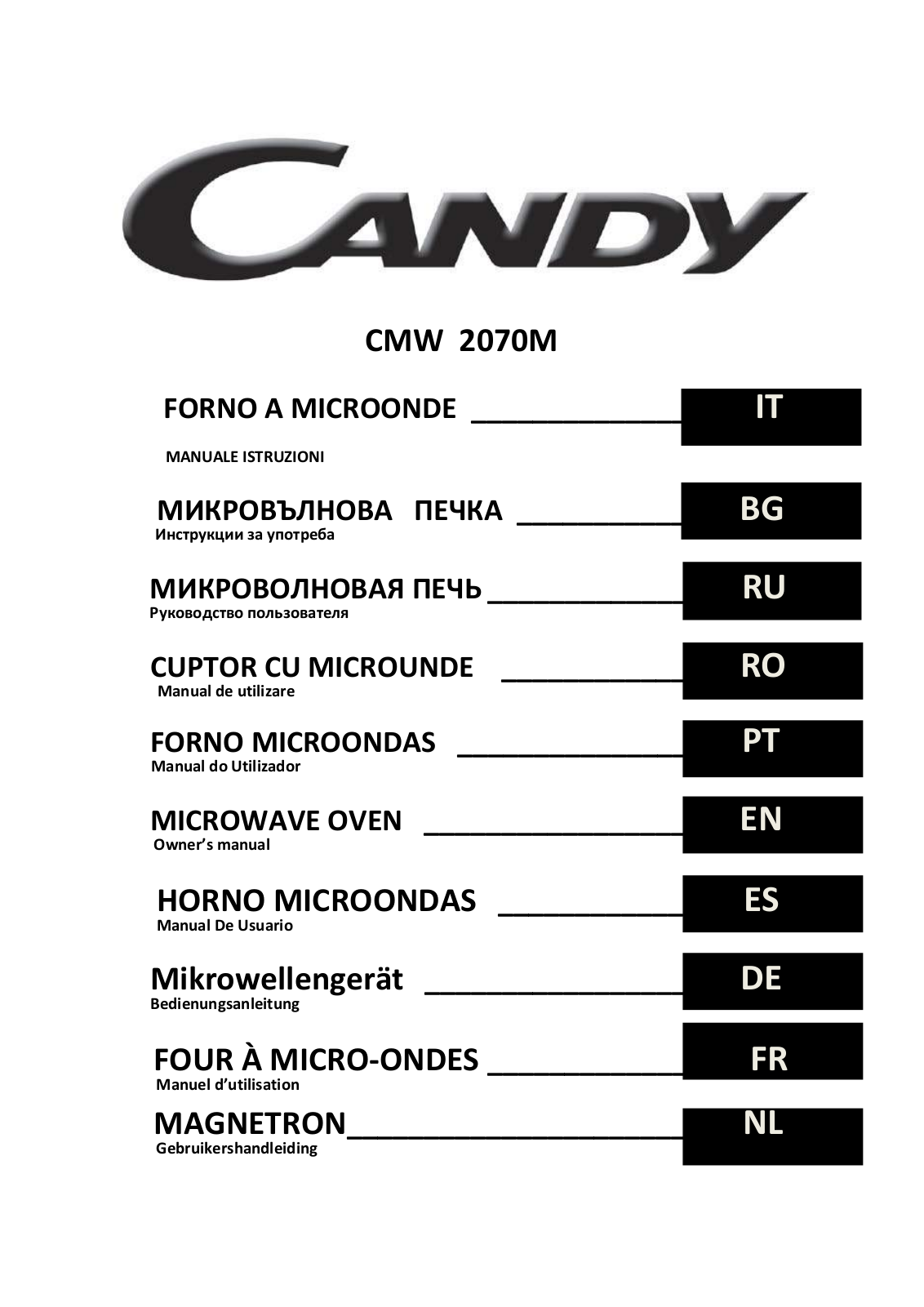 Candy CMG 2070 M User manual