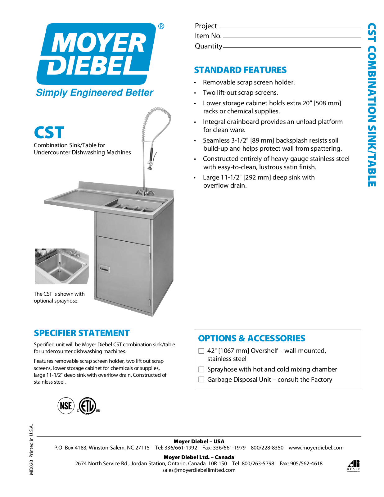 Moyer Diebel CST Specifications