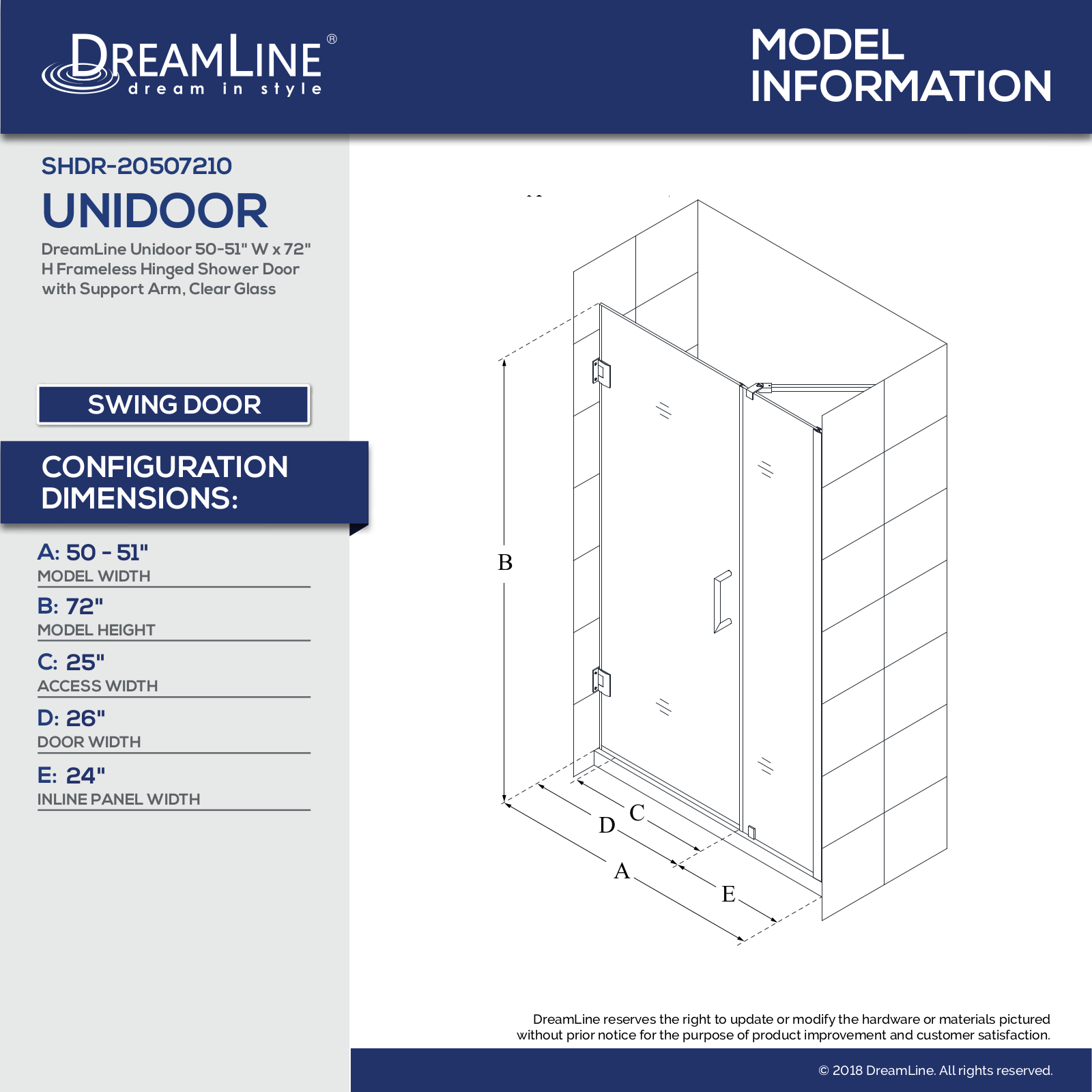 DreamLine DLN2770 Specifications & Dimensions - ManualMachine.com