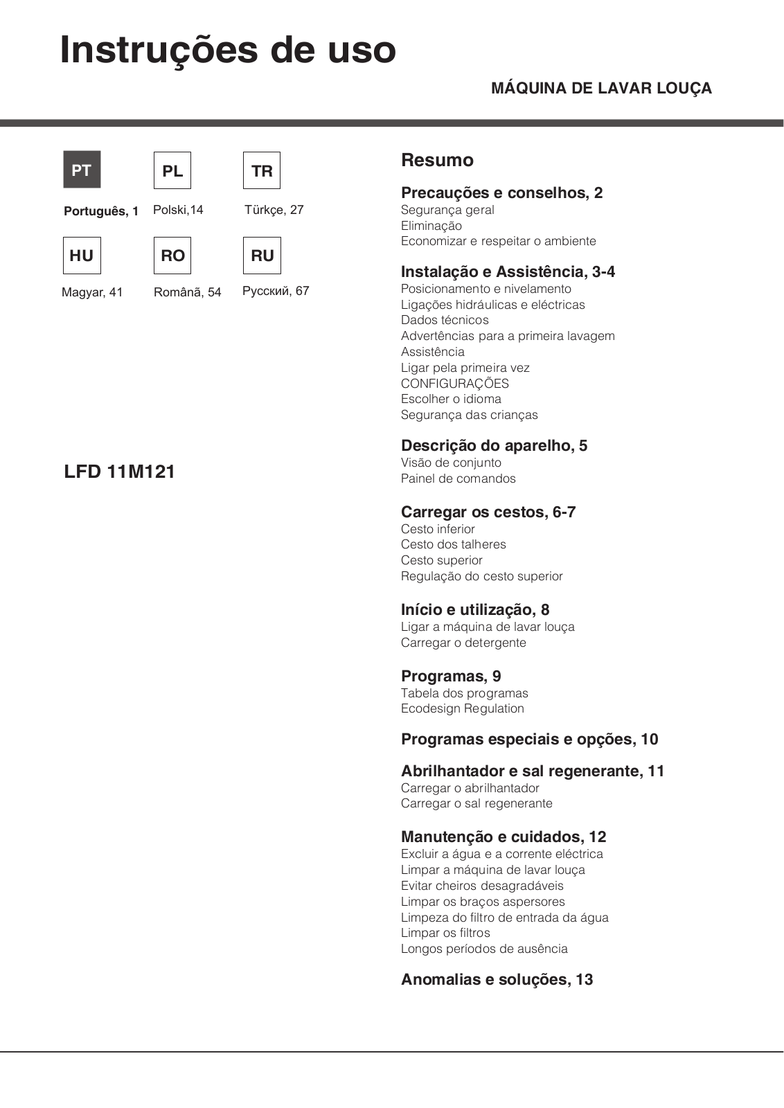 Hotpoint Ariston LFD 11M121 CX EU, LFD 11M121 B EU User Manual