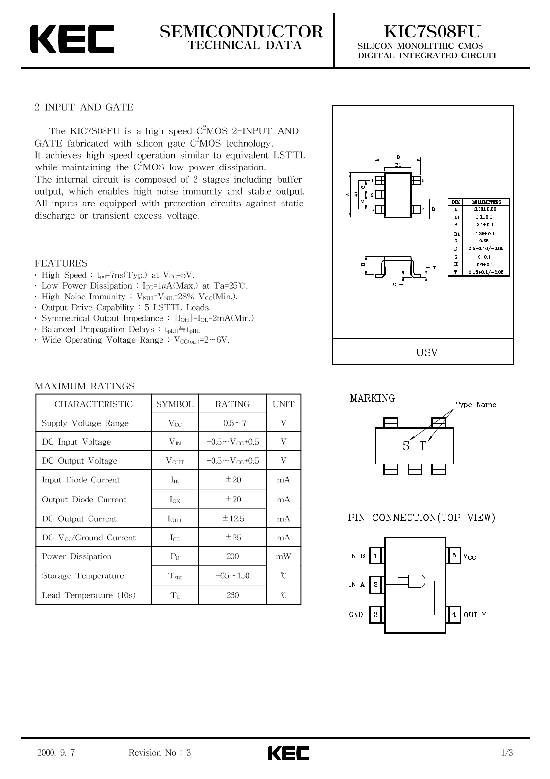 KEC KIC7S08FU Datasheet