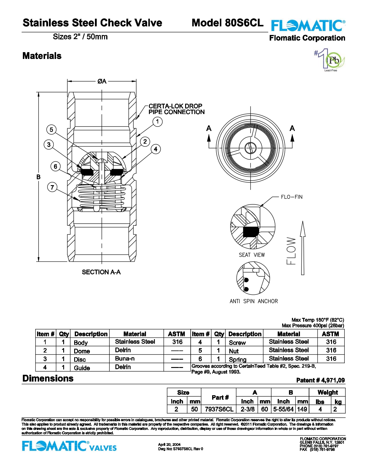 Flomatic 80S6CL Parts List