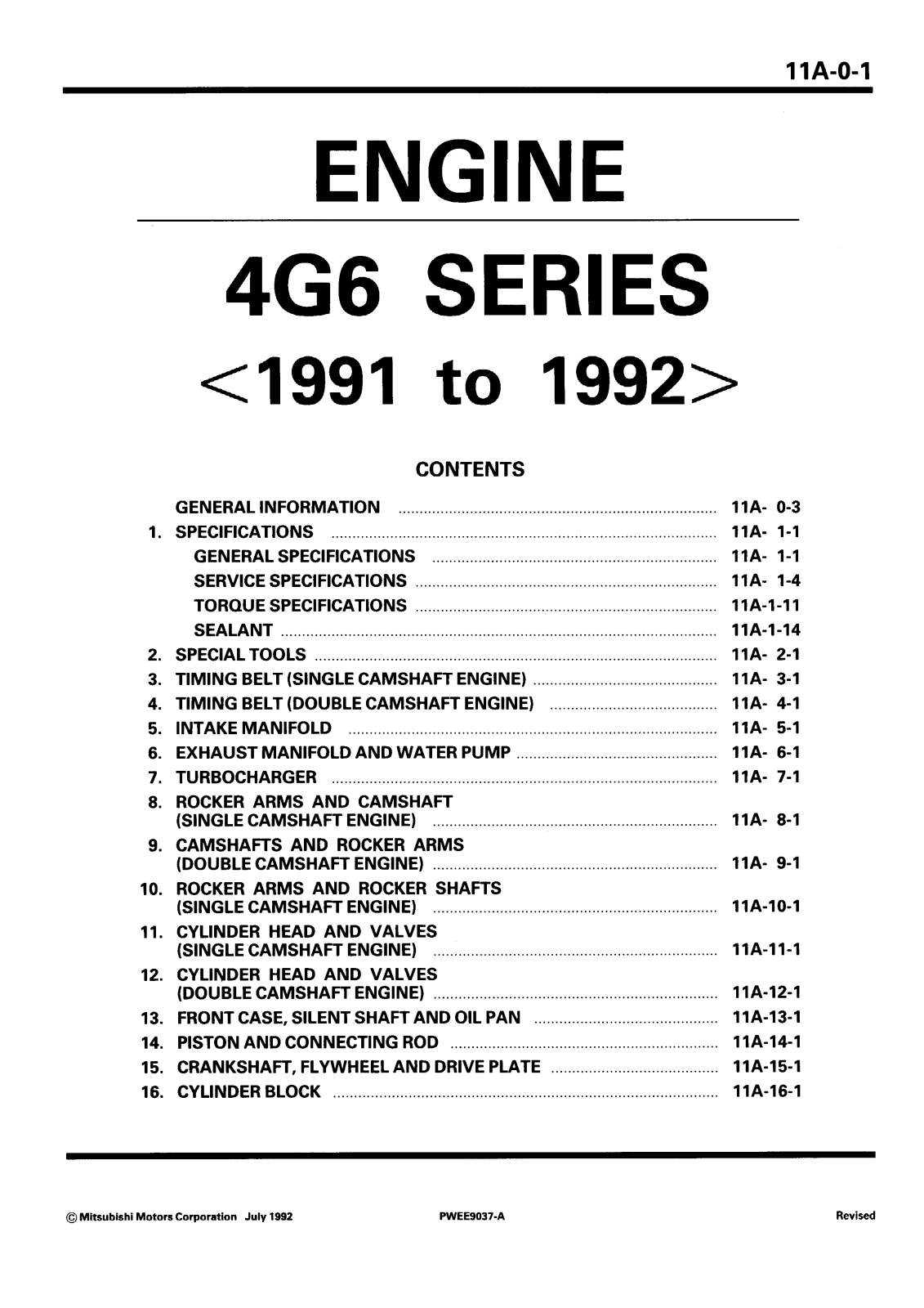 Mitsubishi 4G6, 4G64 Workshop Manual