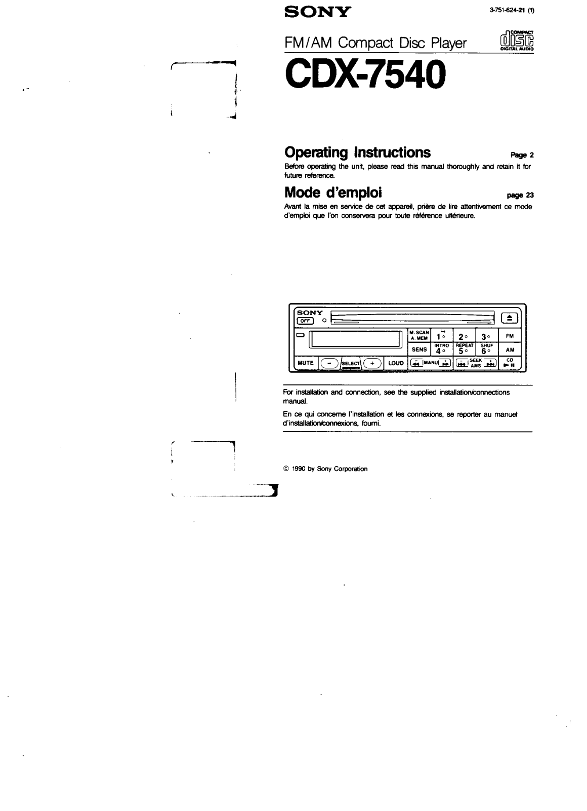 Sony CD-X7540 User Manual