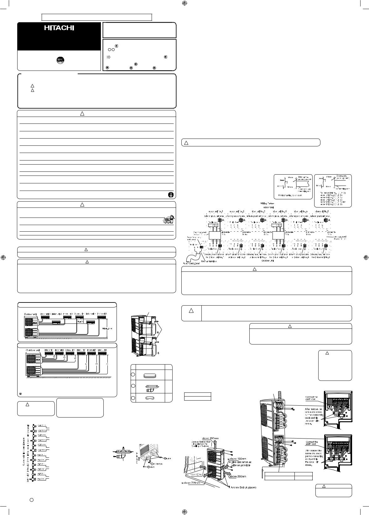 Hitachi RAM-110NP6B Installation manual