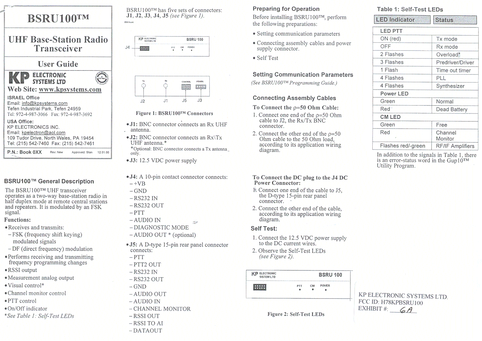 KP Electronic Systems KPBSRU100 Users Manual