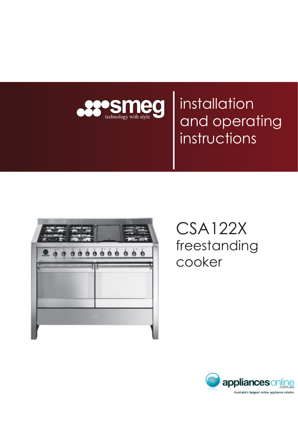 Smeg CSA122X Product Manual