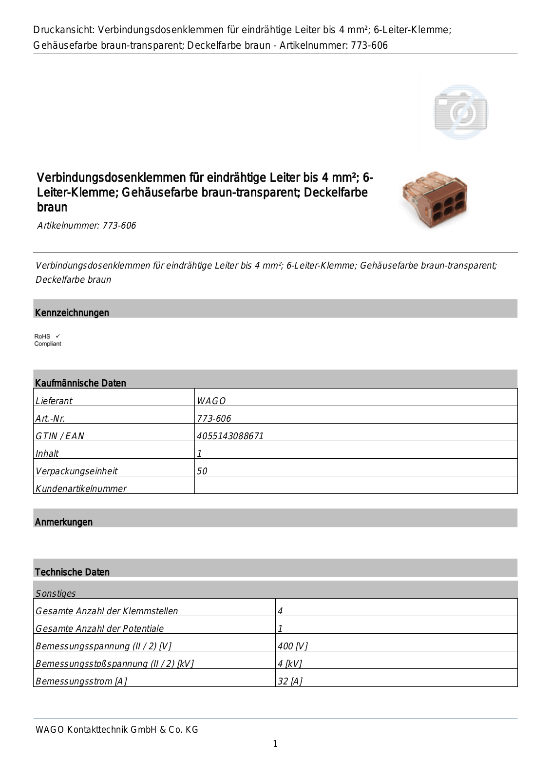 WAGO 773-606 Datasheet - ManualMachine.com