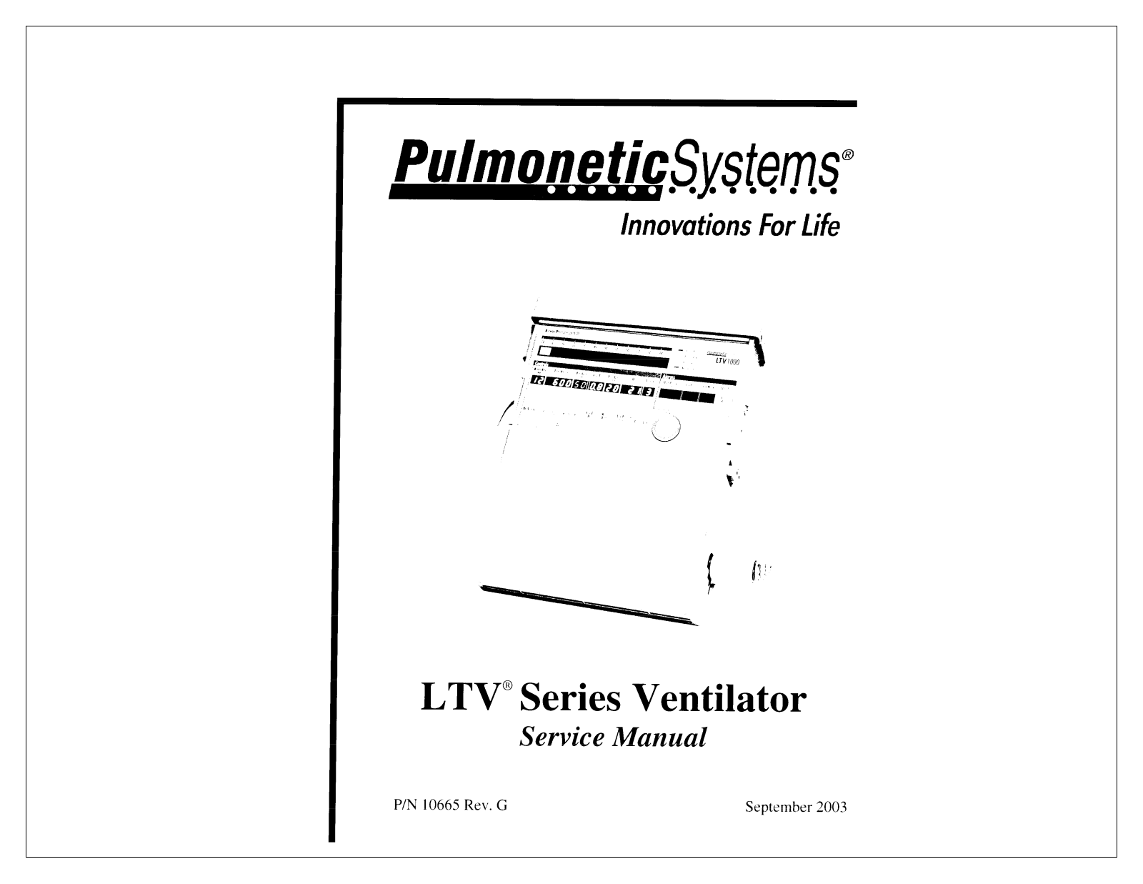 Pulmonetic Systems LTV 800, LTV 900, LTV 950, LTV 1000 Service Manual