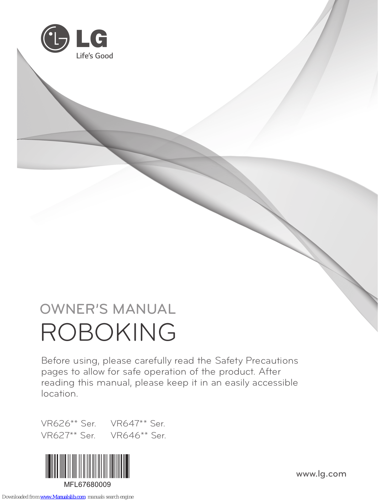 LG ROBOKING VR626 SERIES, ROBOKING VR647 SERIES, ROBOKING VR627 SERIES, ROBOKING VR646 SERIES Owner's Manual